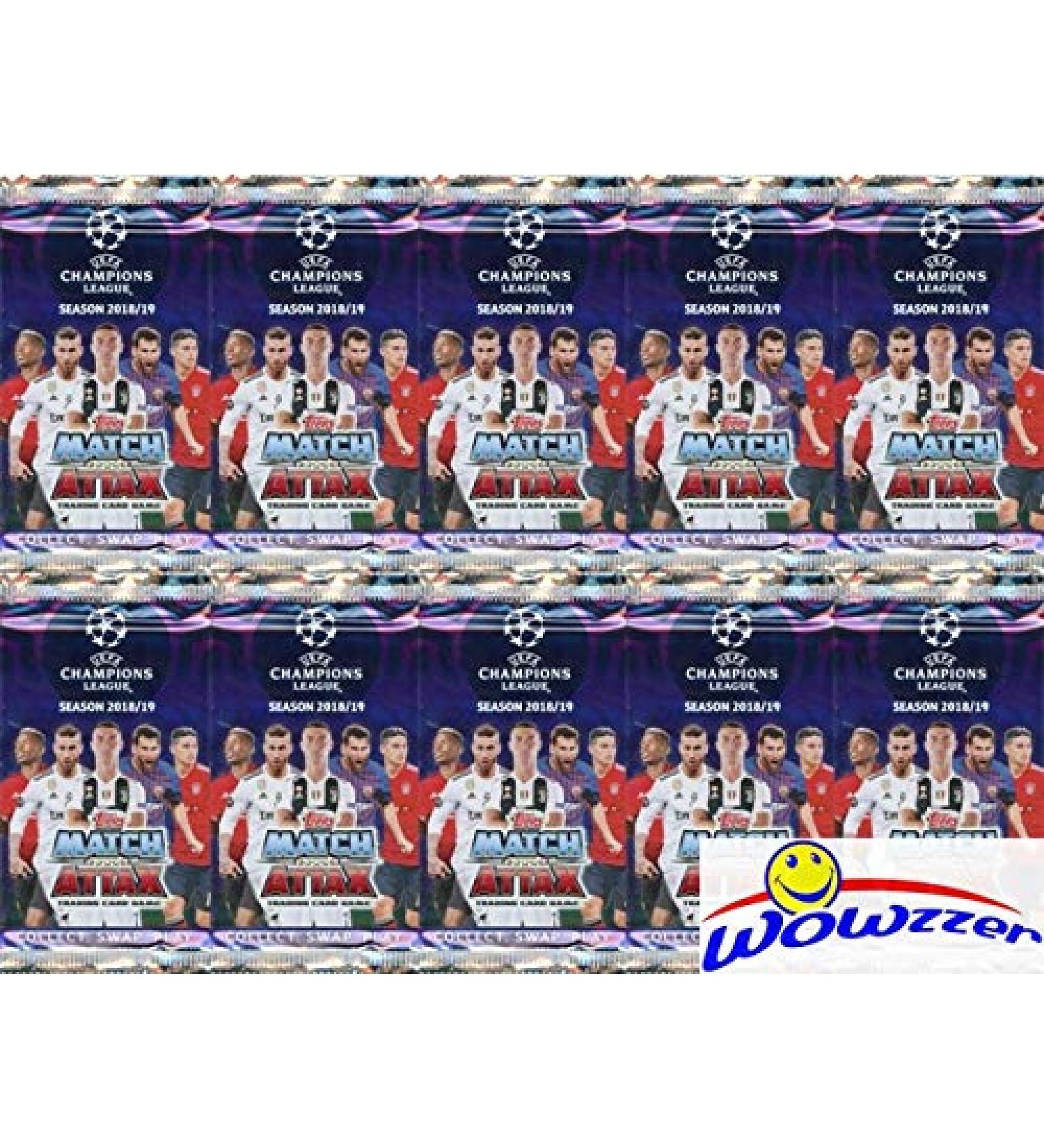2018/2019 Topps Match Attax Champions League Soccer Collection of (10) Factory Sealed Foil Packs with 60 Cards! Look for Top Stars including Ronaldo, Lionel Messi, Neymar, Harry Kane & More! WOWZZER!