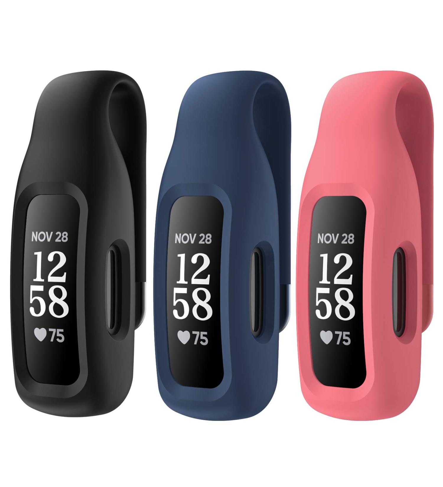 EEweca 3-Pack Clip Case for Fitbit Inspire 3/Inspire 2 - Black, Midnight Blue, Desert Rose (Not for Inspire, Inspire HR, Ace 2) - Buy Online on GoSupps.com