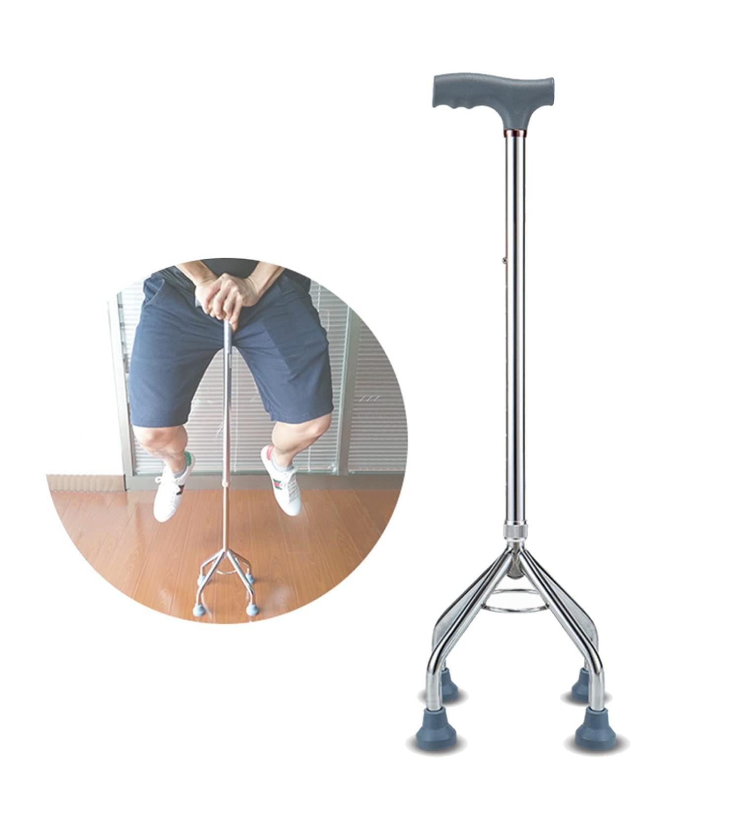 Quad Cane Adjustable Walking Cane with 4 Pronged Feet for Extra Stability Small Quad Base for Men Women and Seniors Silver Star of Light - Buy Online on GoSupps.com