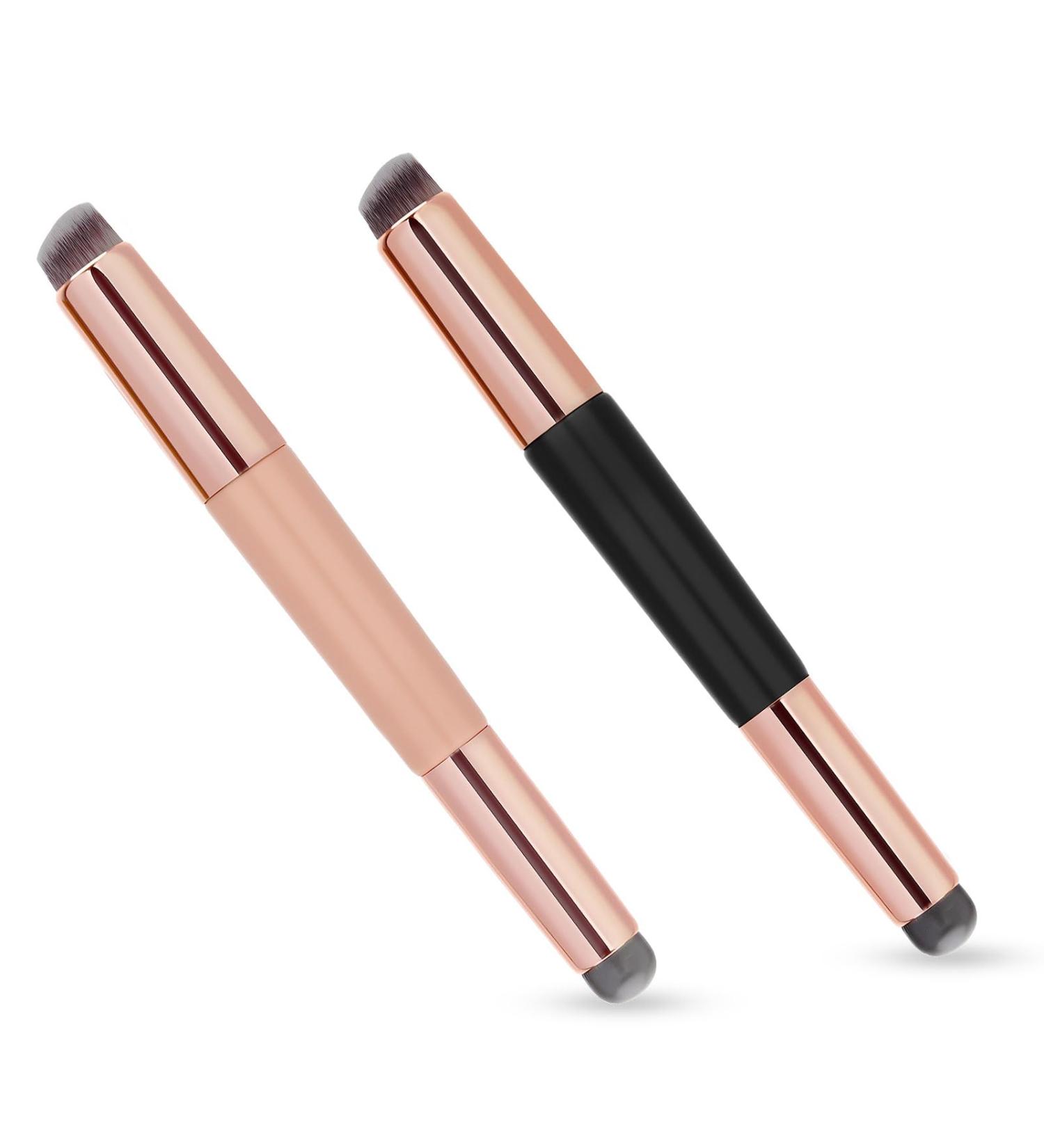 2pcs Silicone Lip & Concealer Makeup Brush Set | 2-in-1 Double-Headed Applicator for Lipsticks Gloss & Blush | Multifunctional Beauty Tools for Flawless Makeup - Buy Online on GoSupps.com