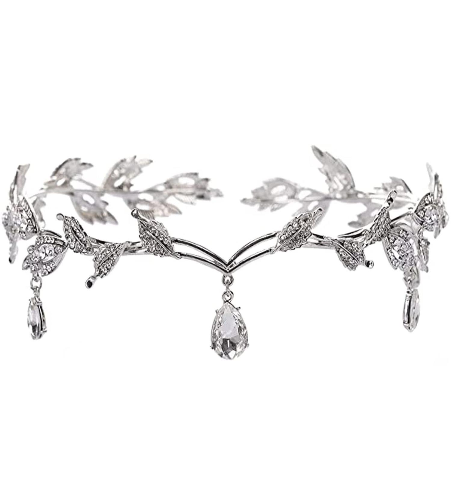 Stunning Rhinestone Leaf Wedding Tiara | Crystal Headdress & Headband for Bridal Prom & Birthday Celebrations - Buy Online on GoSupps.com
