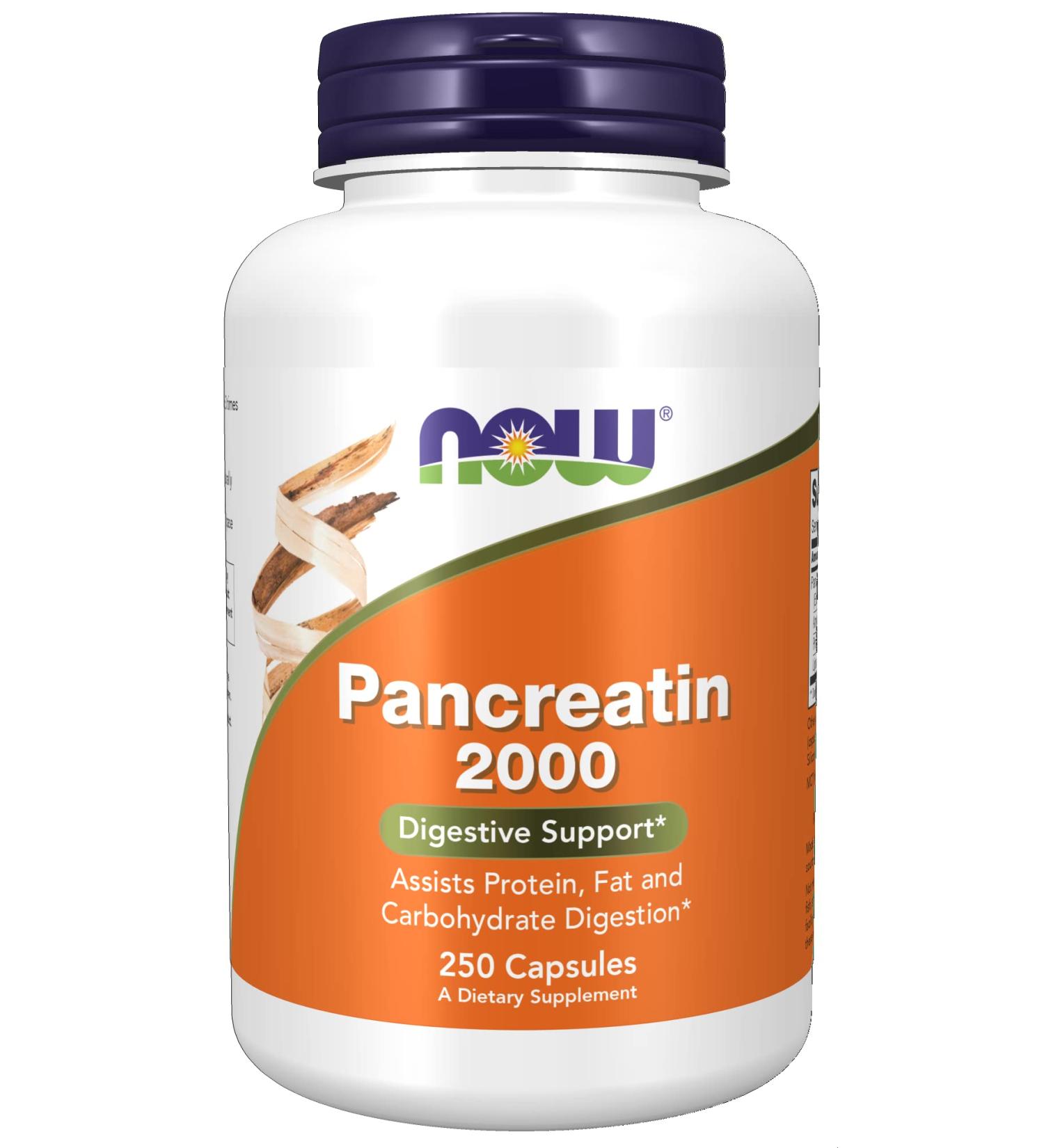 Now Foods Pancreatin 10X - 200mg, 250 Capsules - Digestive Enzyme Support - Buy Online on GoSupps.com