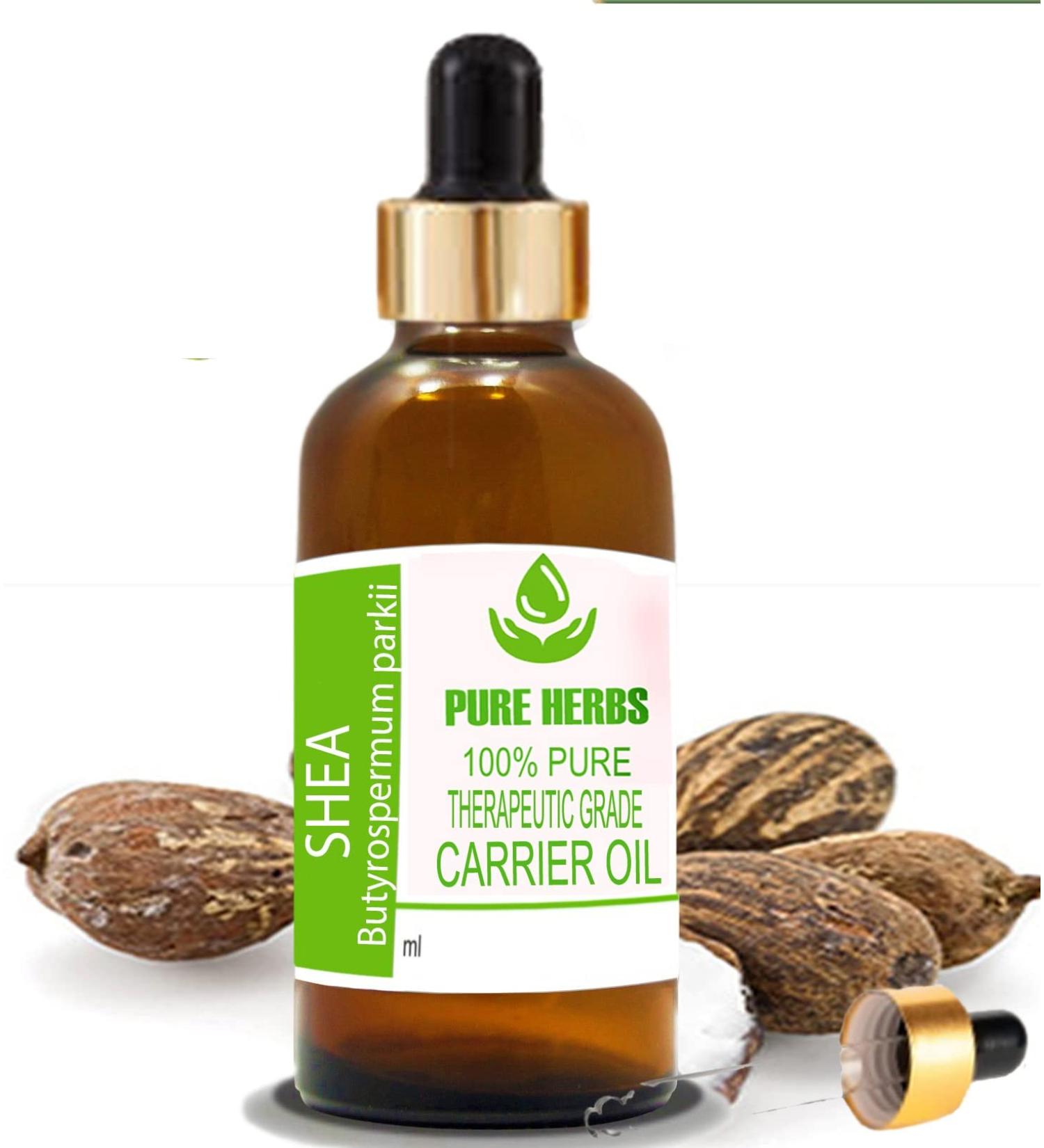 Pure Herbs Shea Oil (Butyrospermum Parkii) - 100ml Natural Therapeutic Carrier Oil with Dropper | International Shipping - Buy Online on GoSupps.com