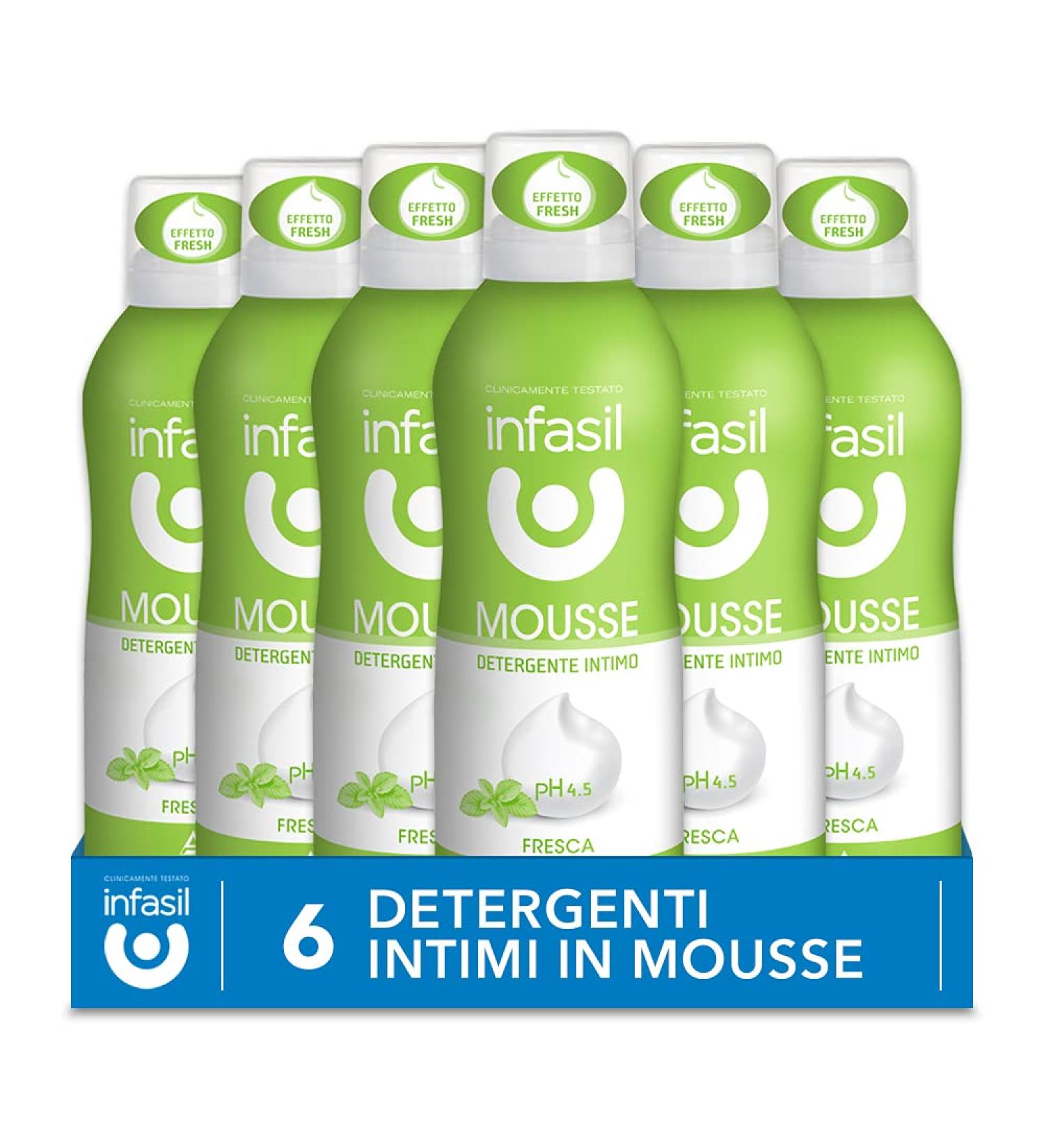 Infasil Fresh Intimate Mousse - Menthol & Lactate for Daily Hygiene | 6 x 150ml - Gentle & Refreshing - Buy Online on GoSupps.com