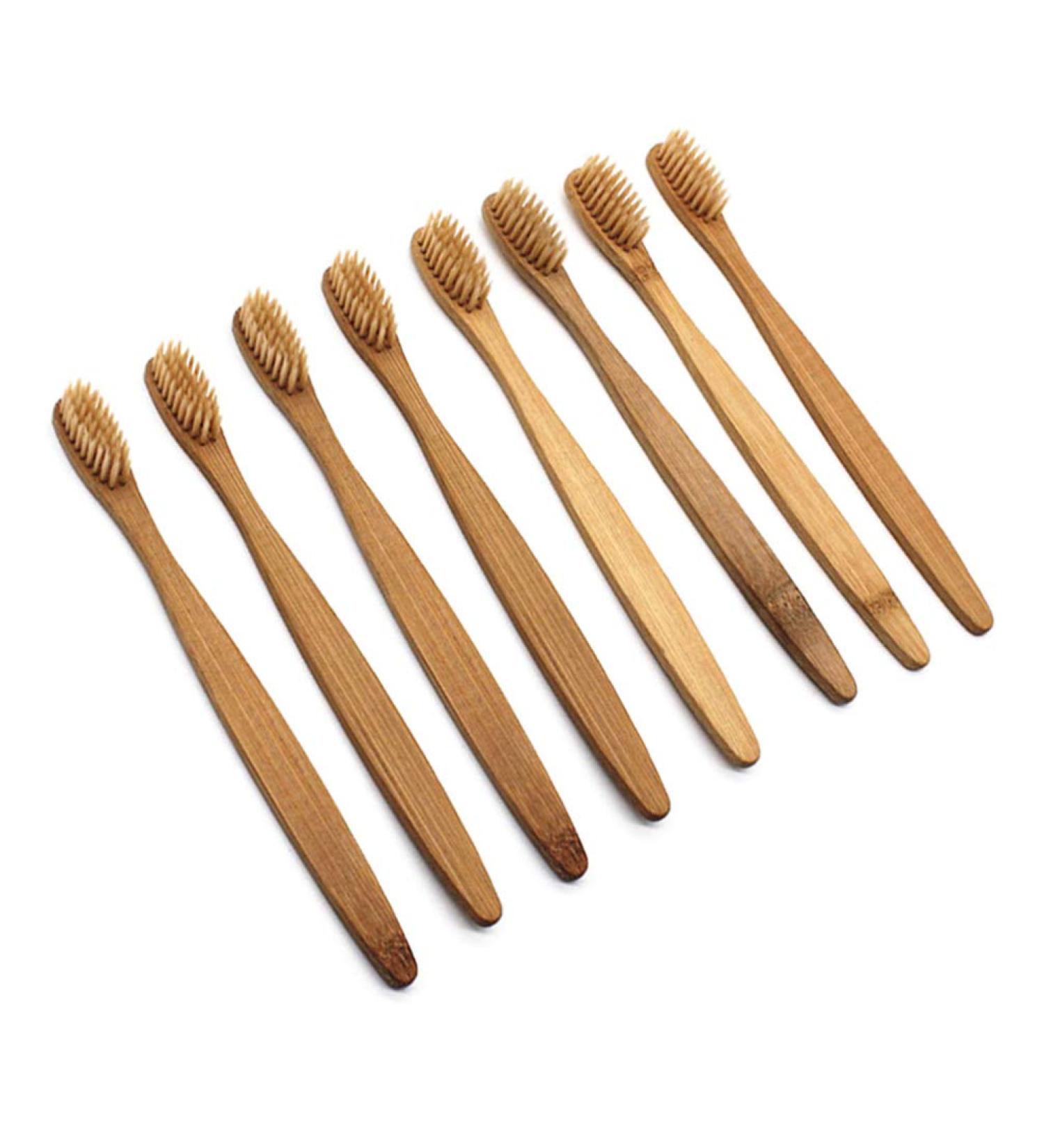 Eco-Friendly Bamboo Toothbrush Set - 8 Natural Wooden Brushes with Soft Bristles for Sustainable Oral Care - Buy Online on GoSupps.com