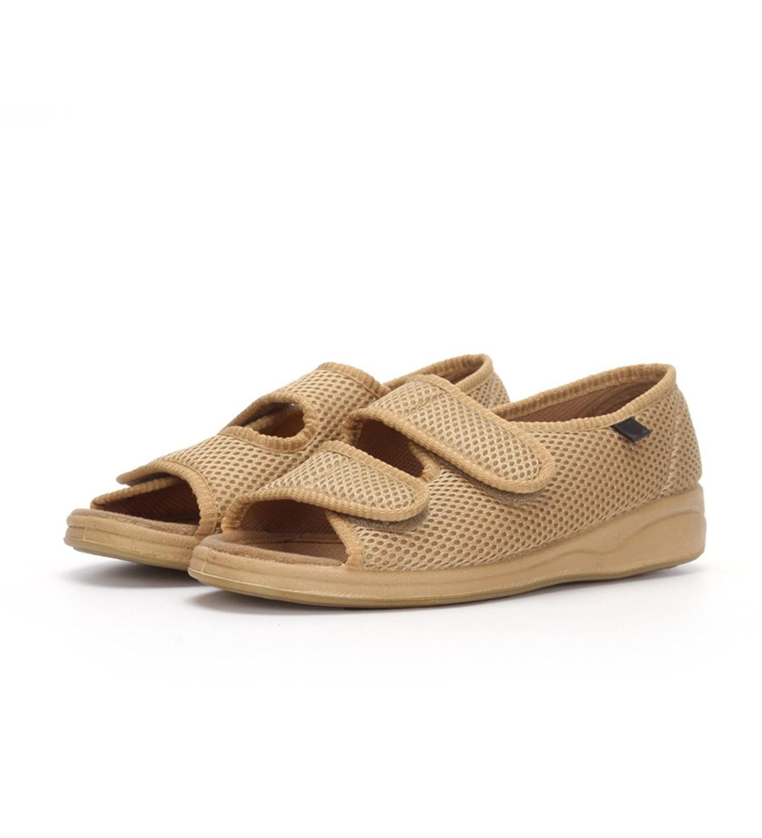 Women's Diabetic Open Toe Sneaker Slippers - Extra Wide Comfort Walking Shoes for Elderly and Diabetics in Khaki - Size 7 - Buy Online on GoSupps.com