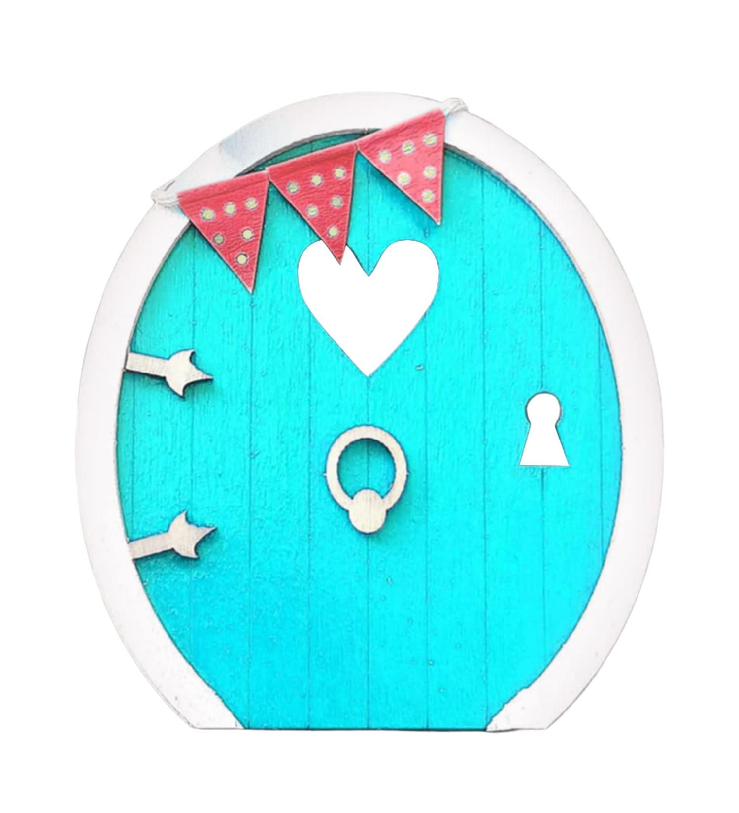 Miniature Fairy Garden Door Miniature Fairy Home Door | Garden Gnomes Outdoor Fariy House Door Wooden Tree Decorations Fairy Garden Accessories Blue - Buy Online on GoSupps.com