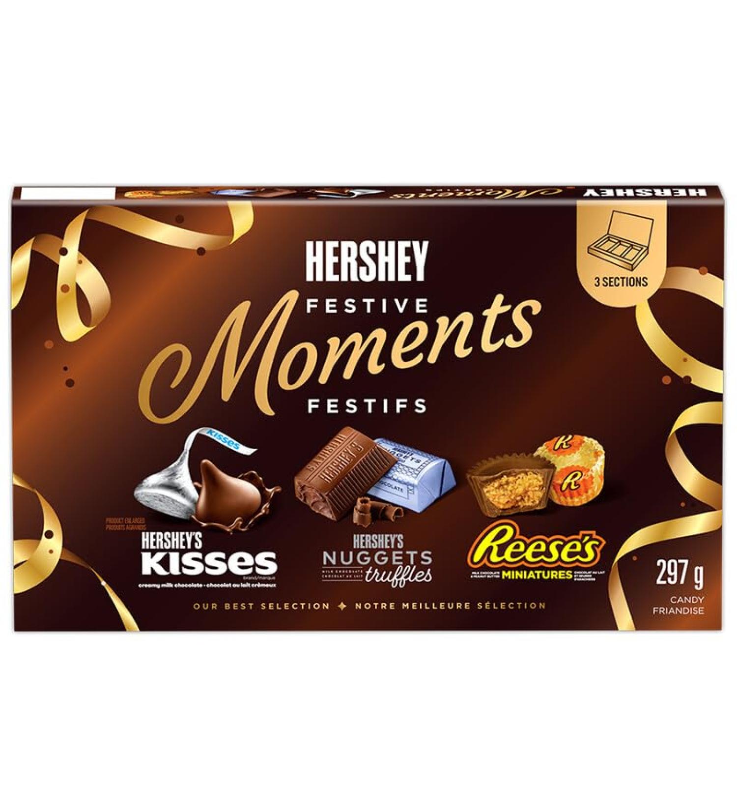 HERSHEY'S Festive Moments Chocolate Gift Box Includes Hershey's Kisses Hershey's Nuggets & Reese's Miniatures Holiday Chocolates 297g - Buy Online on GoSupps.com