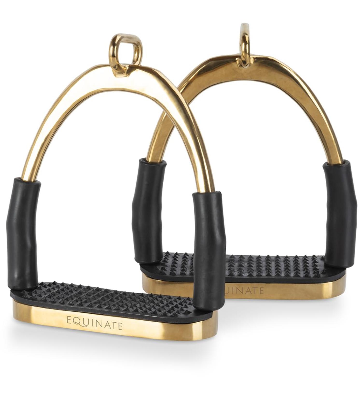 Equinate Safety Bar Charles 12cm Gold | Anti-Slip Rubber Tread Stirrup for Adults & Children | Ankle Relief - 2 Pieces - Buy Online on GoSupps.com