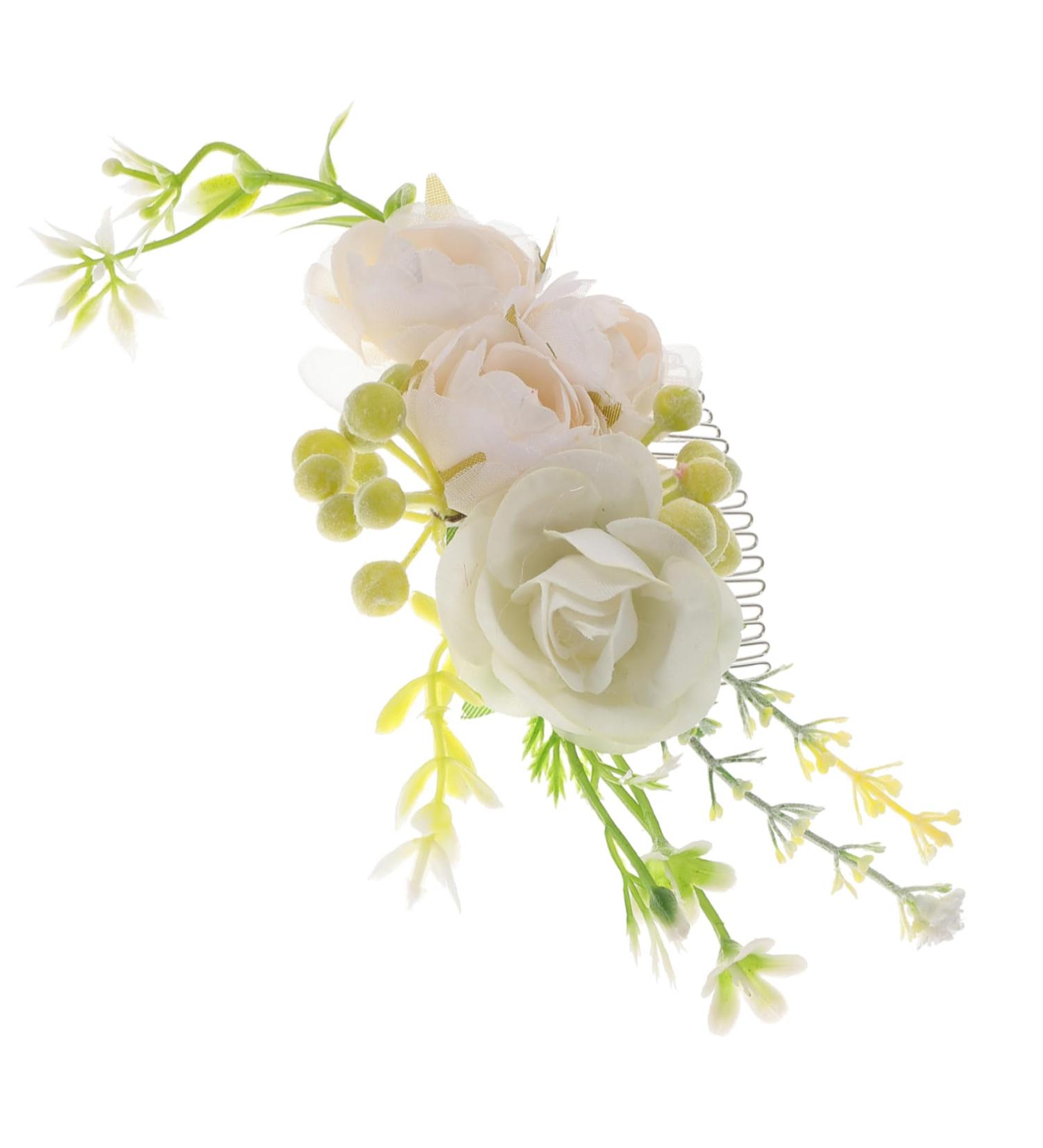 Angoily Rose Hair Comb Bridal Accessories Wedding Headpiece Prom Hair Clips Hair Accessory for Women Flower Headpiece Tiara Hair Combs for Wedding Silk Cloth Hairpin Bride Pink - Buy Online on GoSupps.com