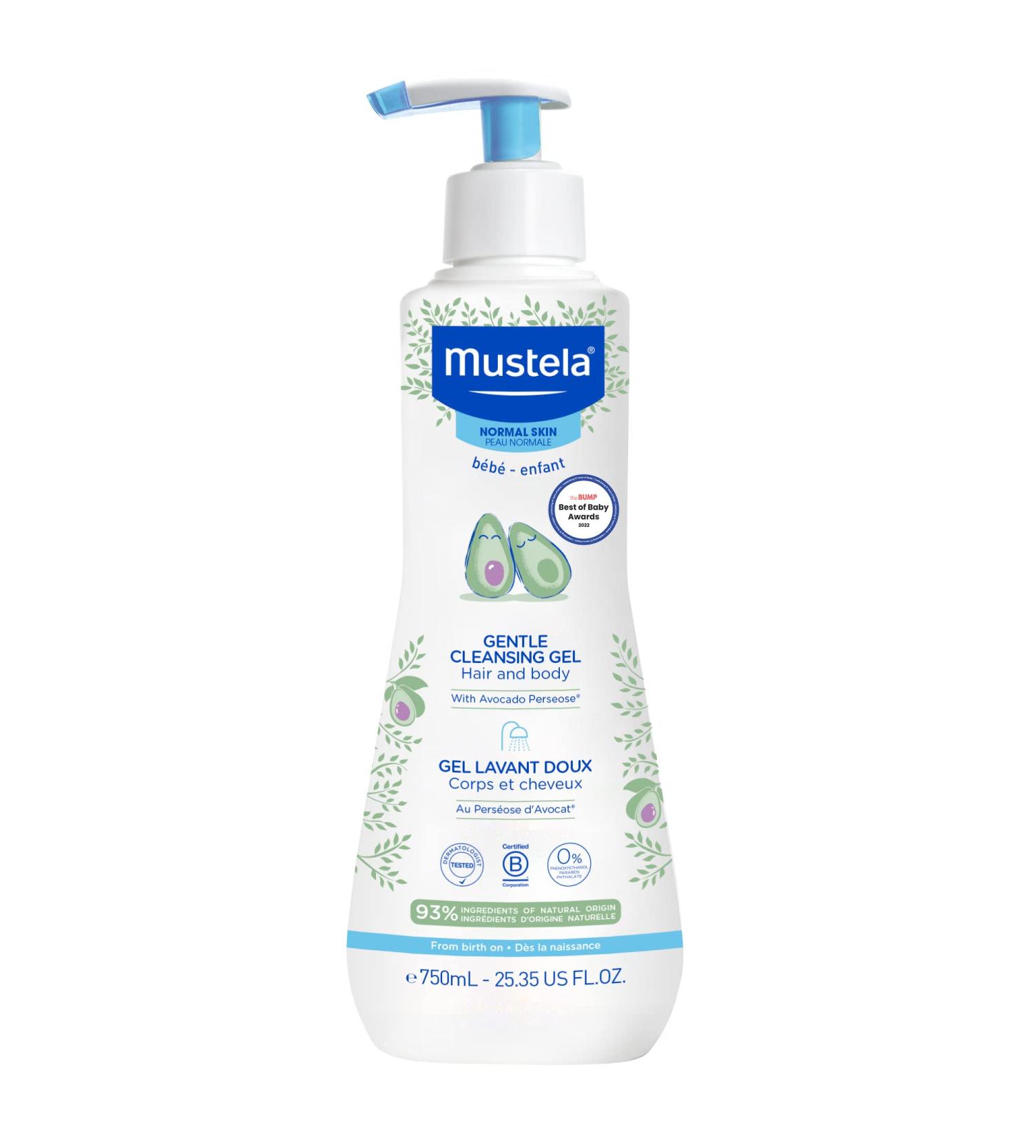Mustela Baby Gentle Cleansing Gel - Avocado & Vitamin B5 Hair & Body Wash - Biodegradable & Tear-Free - 1 or 2-Pack - Various Sizes - Buy Online on GoSupps.com