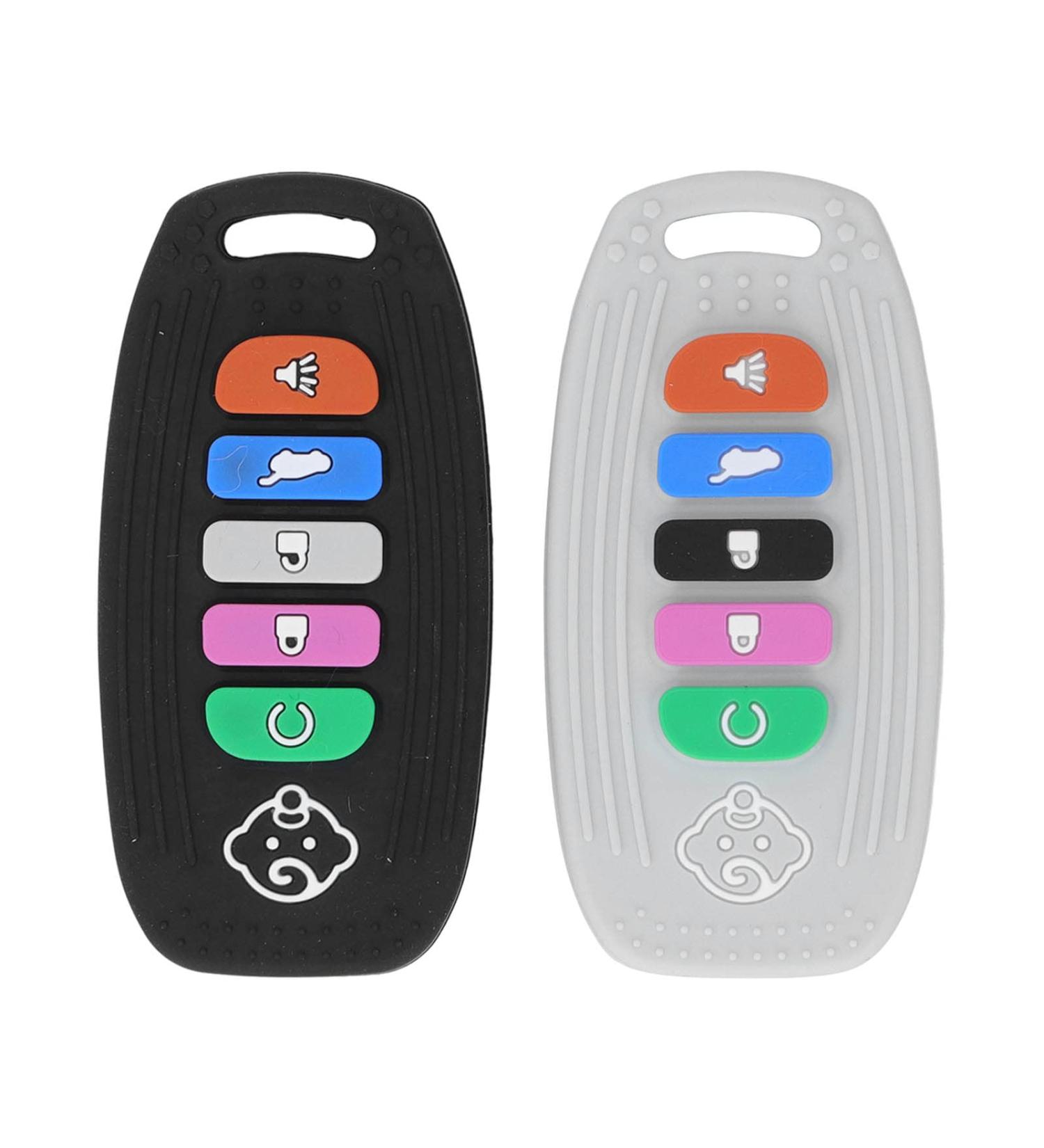 ZJchao Baby Teething Toy Safe Food Grade Silicone Hanging Remote Control Shaped Soother for Babies Stimulates and Massages Sore Gums 2Pcs - Buy Online on GoSupps.com