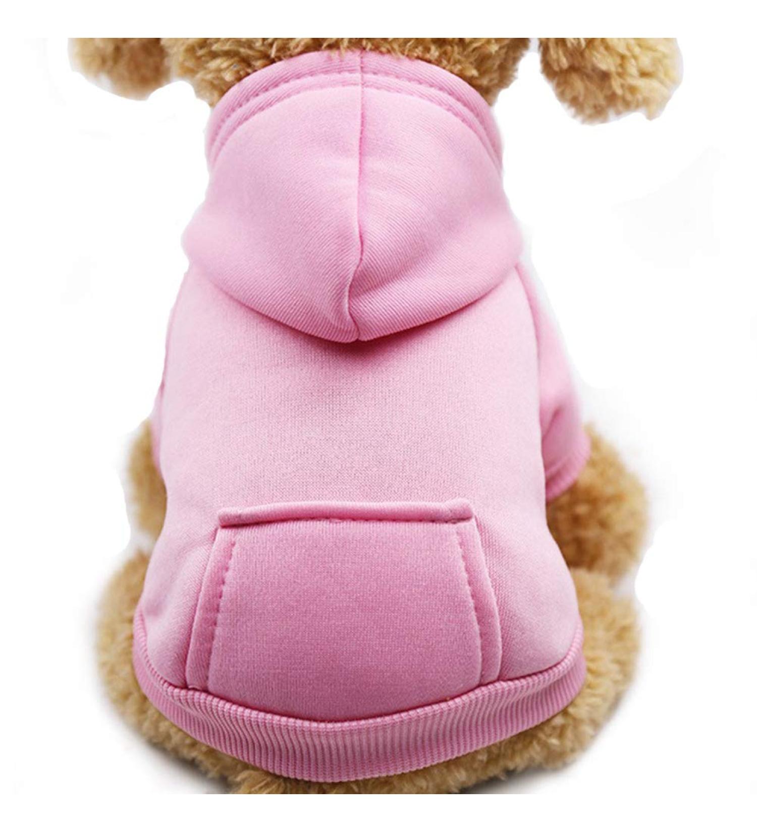 Warm Winter Dog Hoodie with Bags | Cotton Coat for Small Dogs & Cats | Pink XS Chihuahua Costume - Buy Online on GoSupps.com