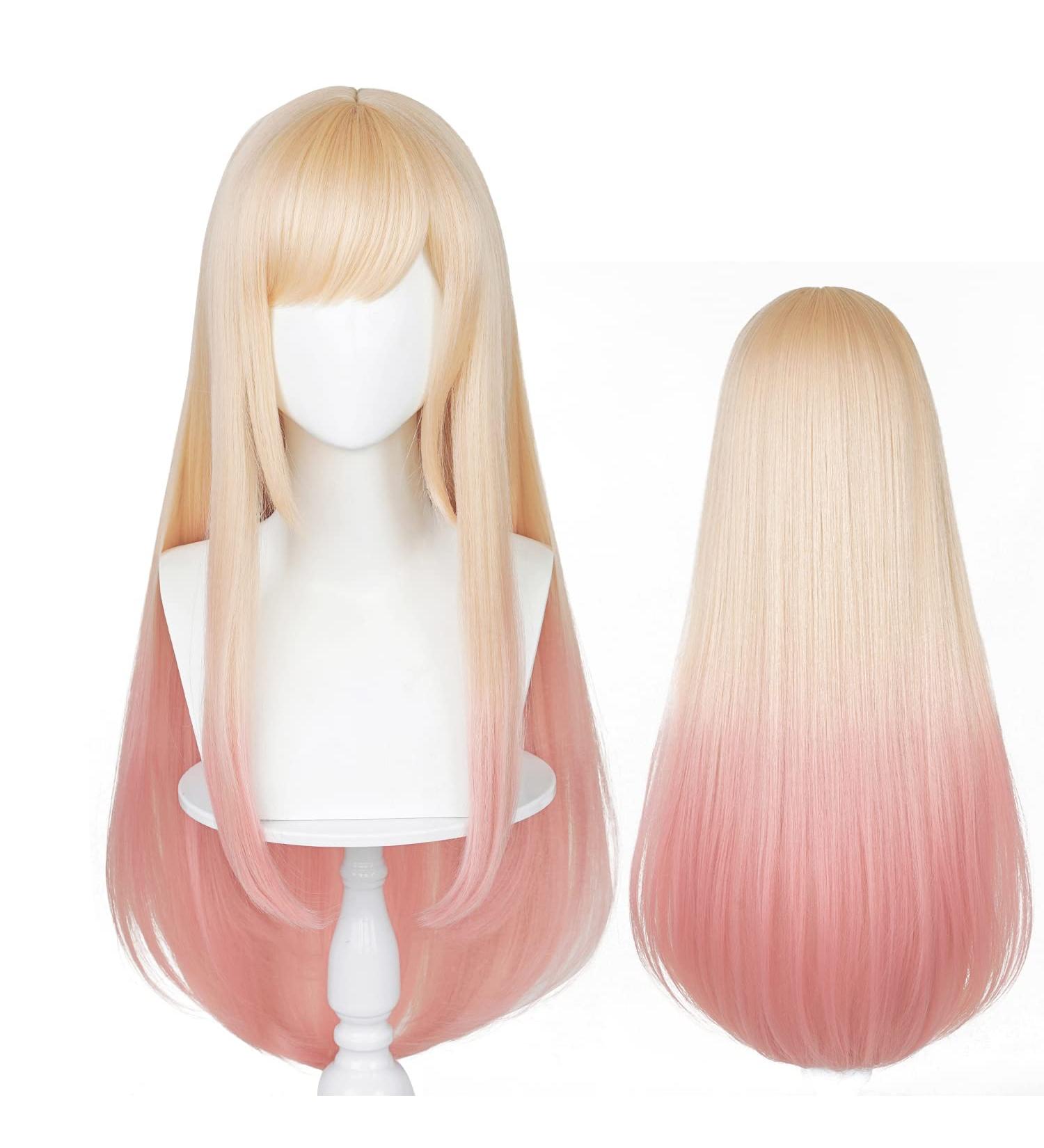 LABEAUT Long Blonde Pink Cosplay Wig for Girls & Women