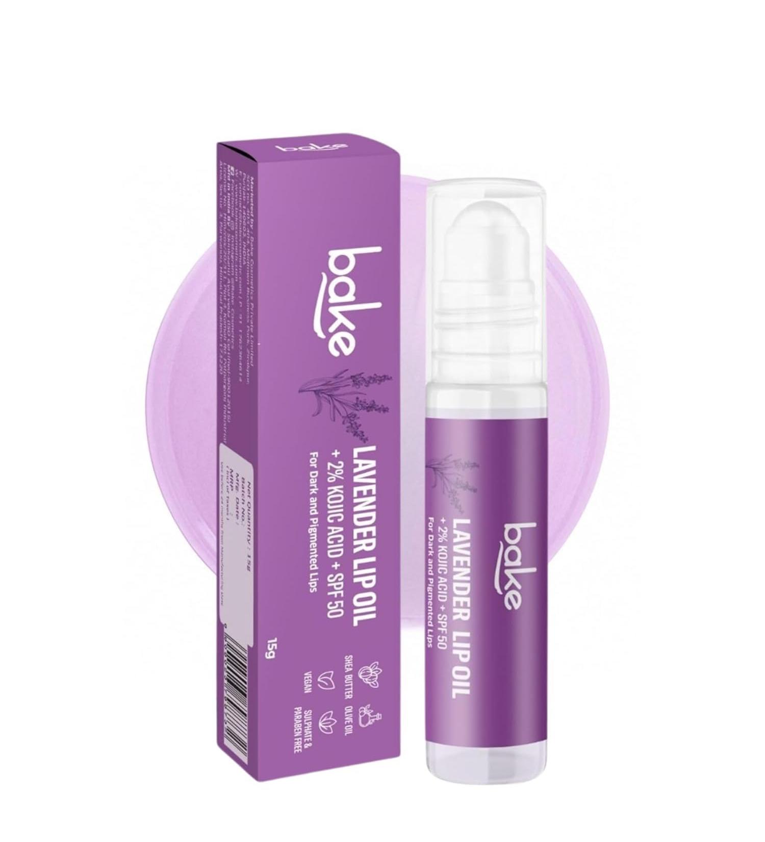 BAKE Lavender Tinted Lip Balm Oil with SPF 50 PA++++ | Nourishing Lip Care with Kojic Acid & Alpha Arbutin | Smooth Soft & Naturally Tinted Lips | Alcohol-Free | 15 g - Buy Online on GoSupps.com