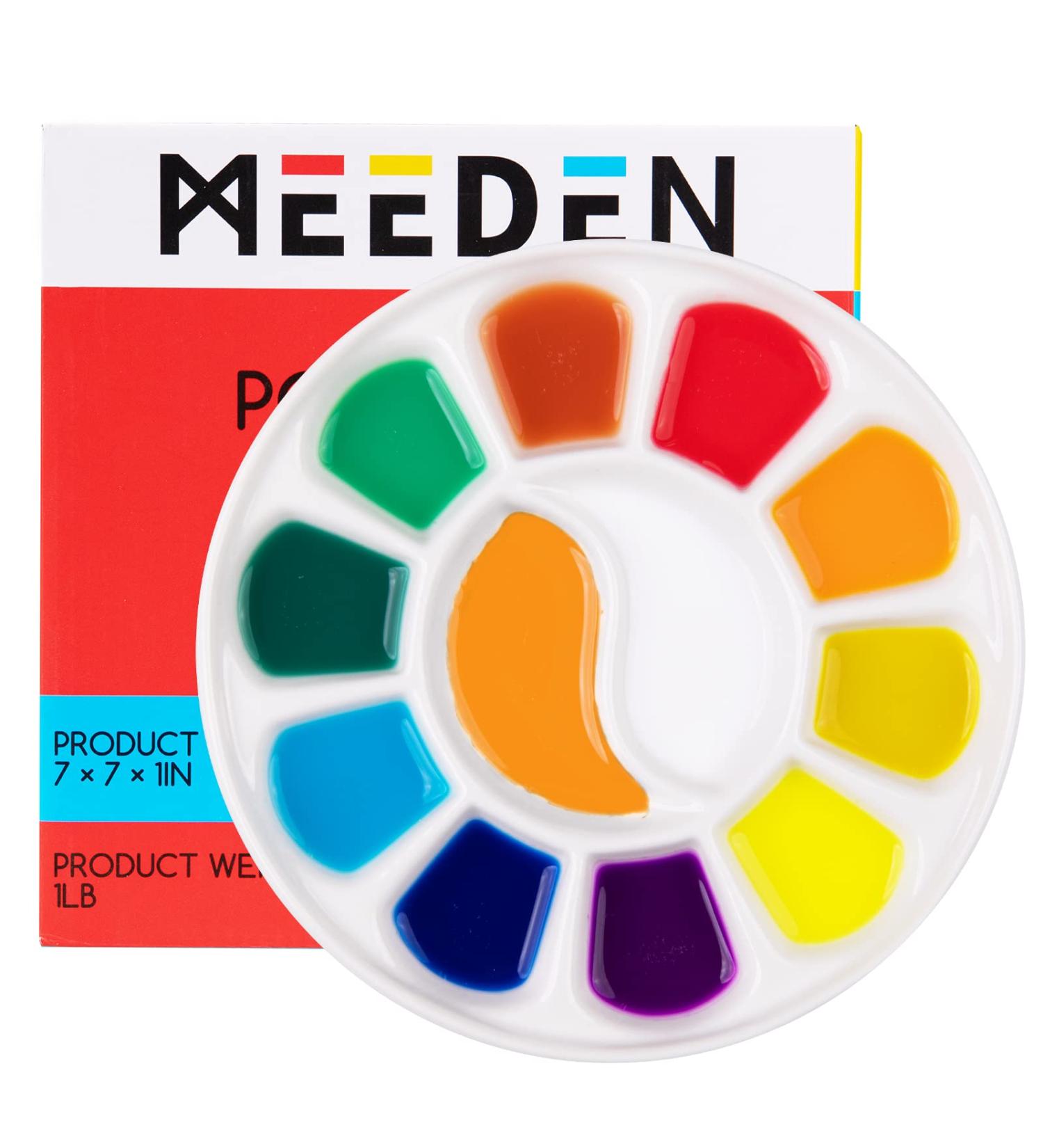 MEEDEN 12-Well Round Porcelain Watercolor Paint Palette - Ideal for Watercolor, Gouache, Acrylic, and Oil Painting - Buy Online on GoSupps.com