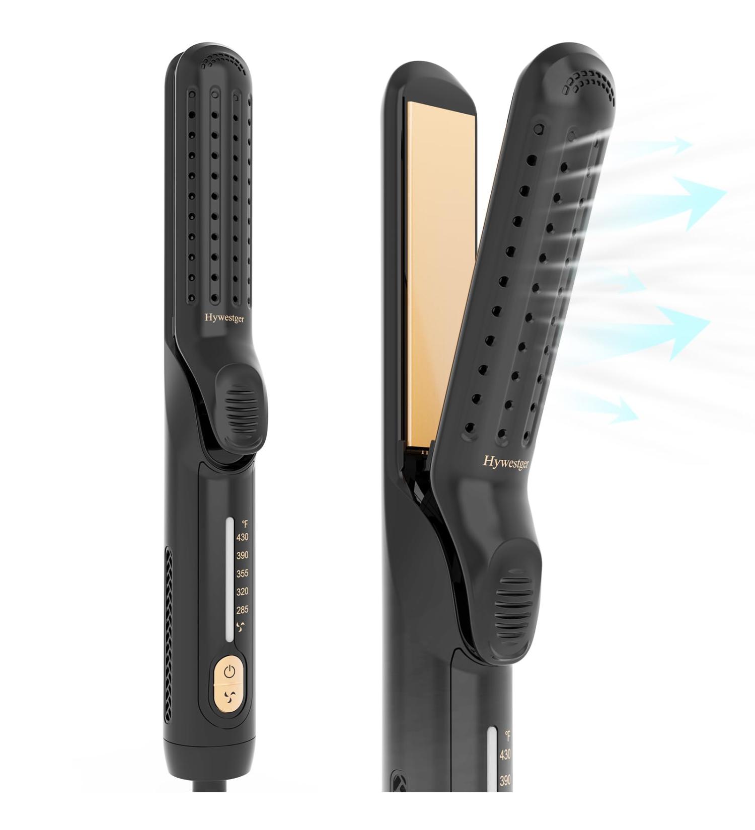 Flat Iron Hair Straightener & Curler 2 in 1 | 360 Airflow Styler Ionic Cooling 5 Temp Settings Fast Heating Dual Voltage - Buy Now - Buy Online on GoSupps.com