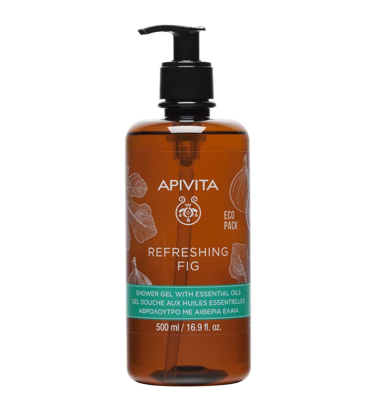 Apivita Refreshing Fig Shower Gel 500ml - Shower Gel Body Wash with Fig - Body Cleanser That Gently Cleanses and Revitalizes - Buy Online on GoSupps.com