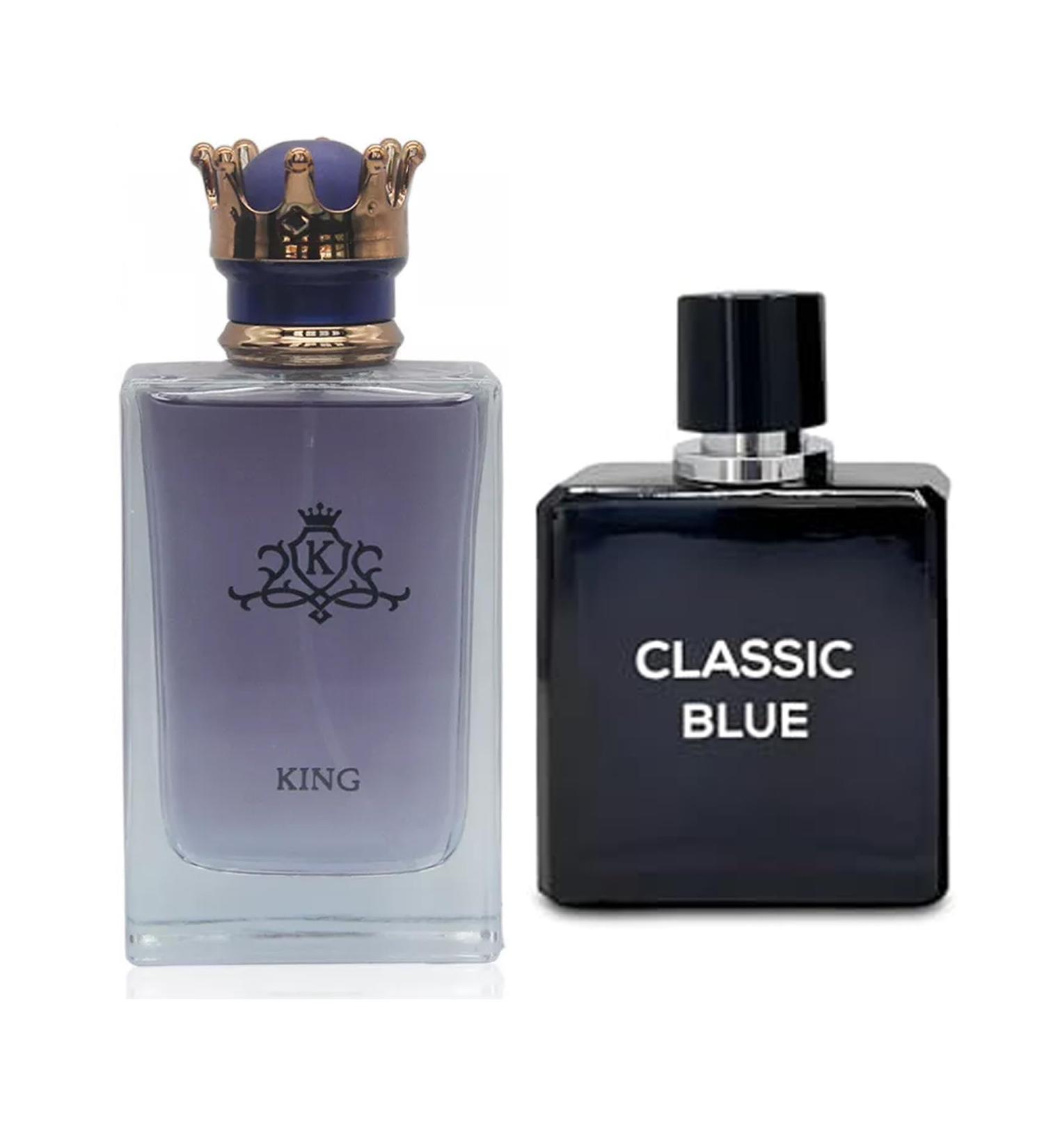 King&Classic Blue Men Cologne Set Eau De Parfum Spray For Men Fruity Notes Enriched By A Strong Woody Based Fragance Ideal for Day Wear - 3.4 Fl Oz - Buy Online on GoSupps.com