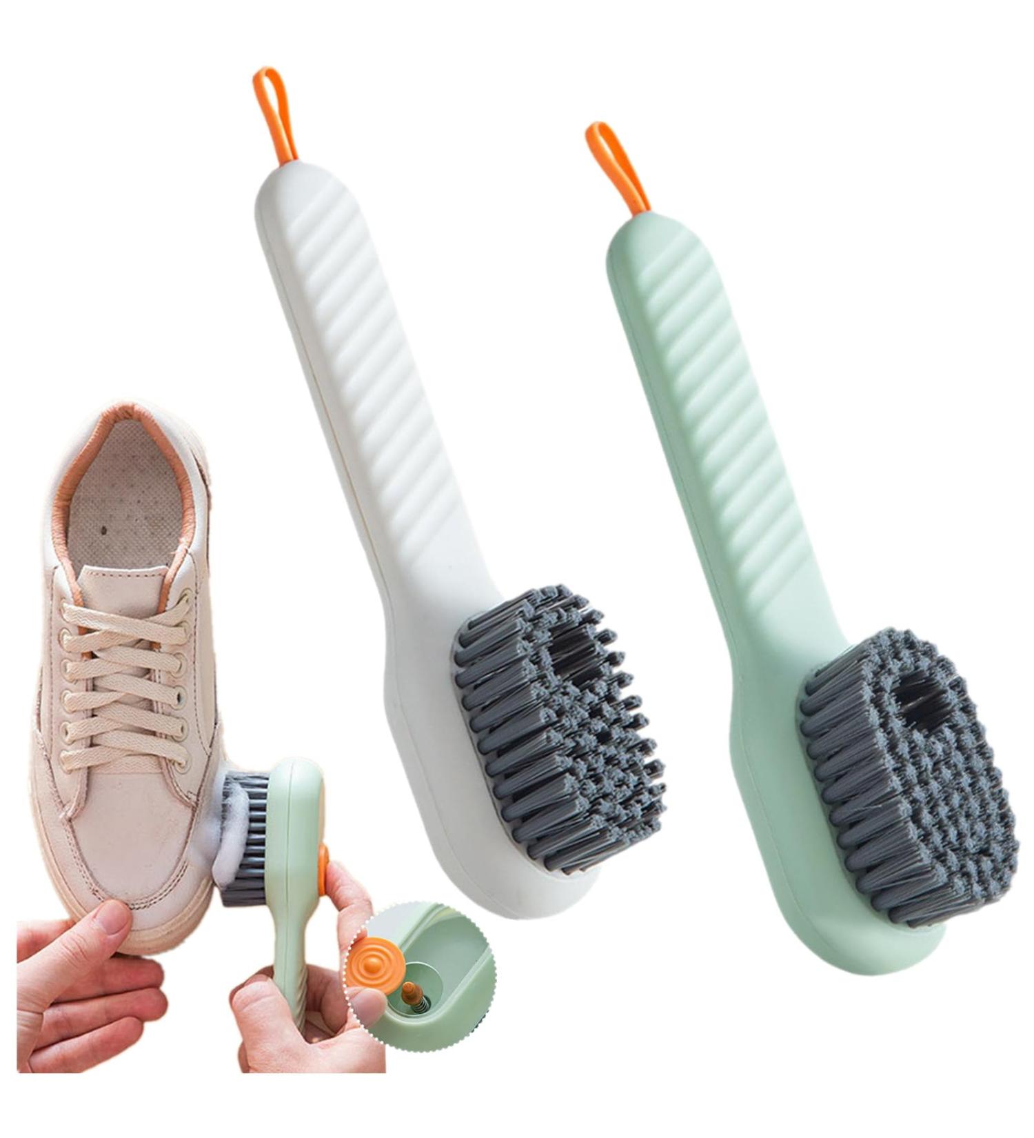 2Pcs Automatic Liquid Adding Cleaning Brush Set - Ideal for Shoes, Clothes, Bathroom, Kitchen - Soft Bristles - Household Essential - Buy Online on GoSupps.com