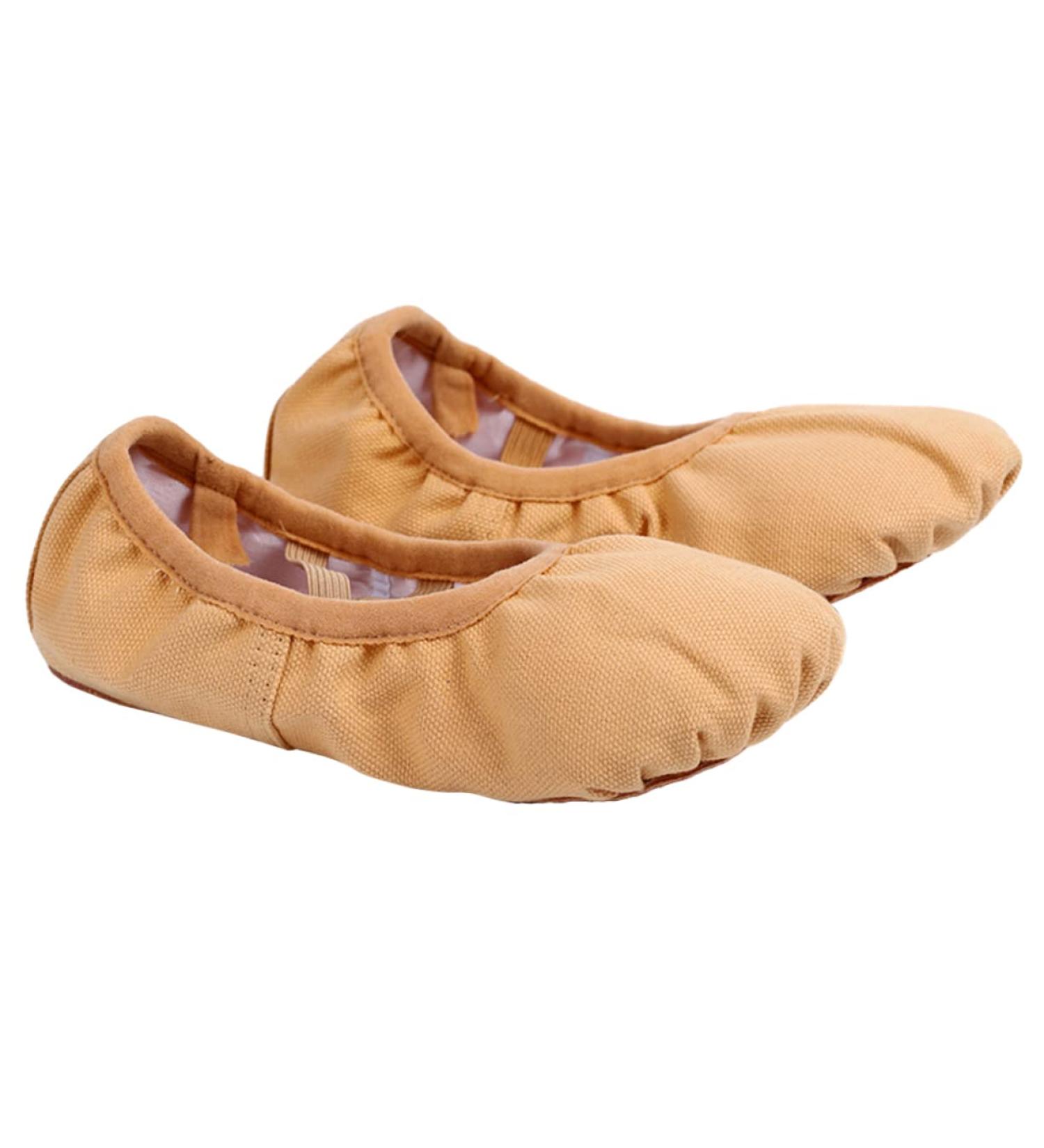 AMOSFUN Foldable Ballet Shoes for Travel & Yoga | Stretch Slipper Flat Shoes for Kids | Brown 33 - Perfect for Ballet Training & Exercises - Buy Online on GoSupps.com
