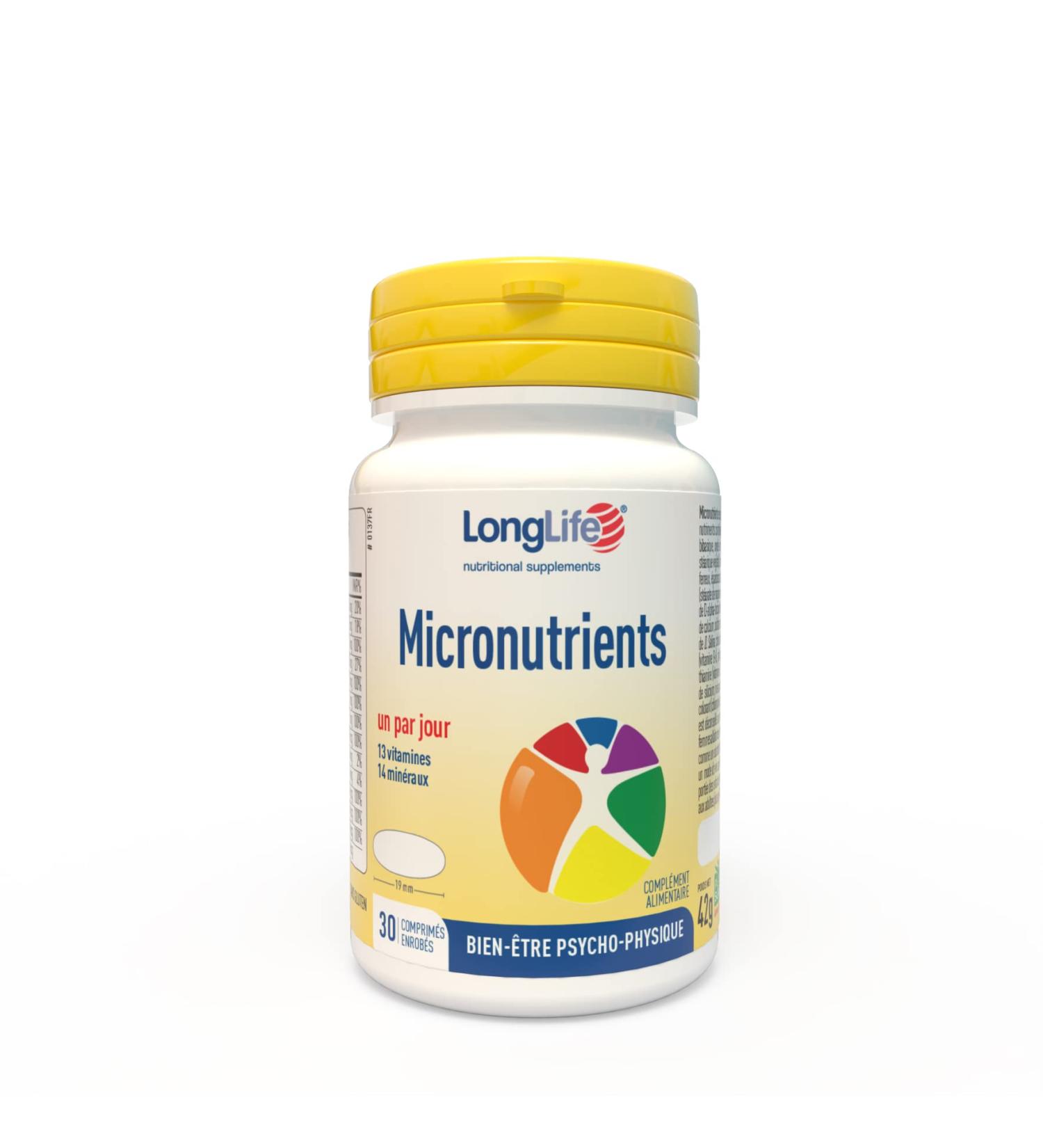 LongLife Micronutrients 30 tabs | Multivitamins & Minerals | Psychophysical Wellness Women & Men | Immune Function | Energy & Vitality | Gluten Free - Buy Online on GoSupps.com