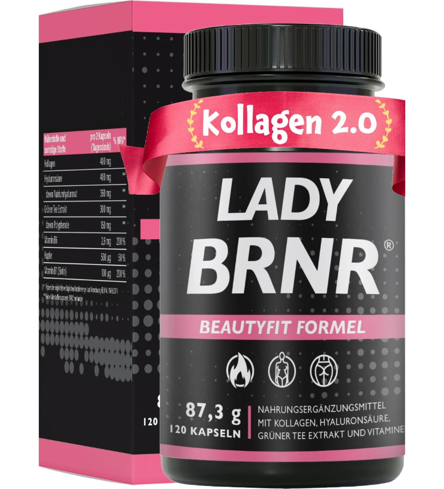 LADY BRNR - BeautyFit Metabolism Formula | Vitamin B6 Collagen Hyaluronic Acid & Biotin | 120 Capsules for Optimal Health - Buy Online on GoSupps.com