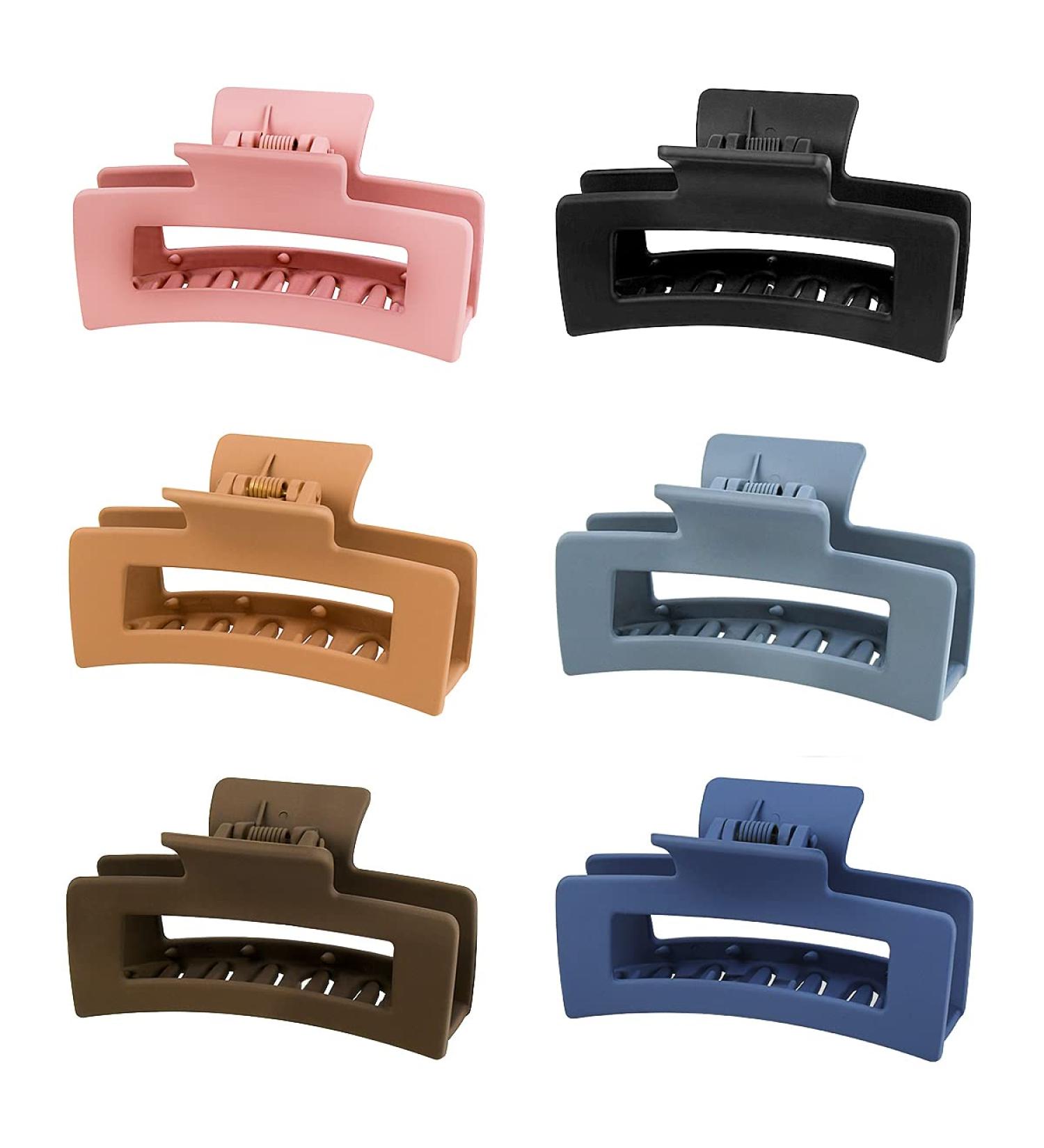 6 Pack Non-Slip Medium Hair Claw Clips - Strong Hold Hair Jaw Clips for Thin to Thick Hair - 3.5 Inch Square Claw Clips - Ideal for Fine and Long Hair (6 Colors) - Buy Online on GoSupps.com