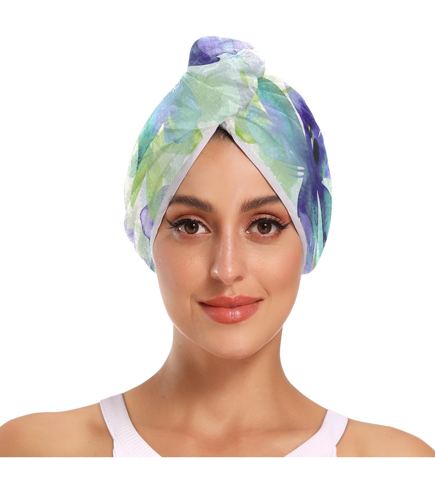 Floral Purple Hair Towel 2 Pack | Super Absorbent Quick Dry Hair Turbans for Women & Girls - Buy Online on GoSupps.com