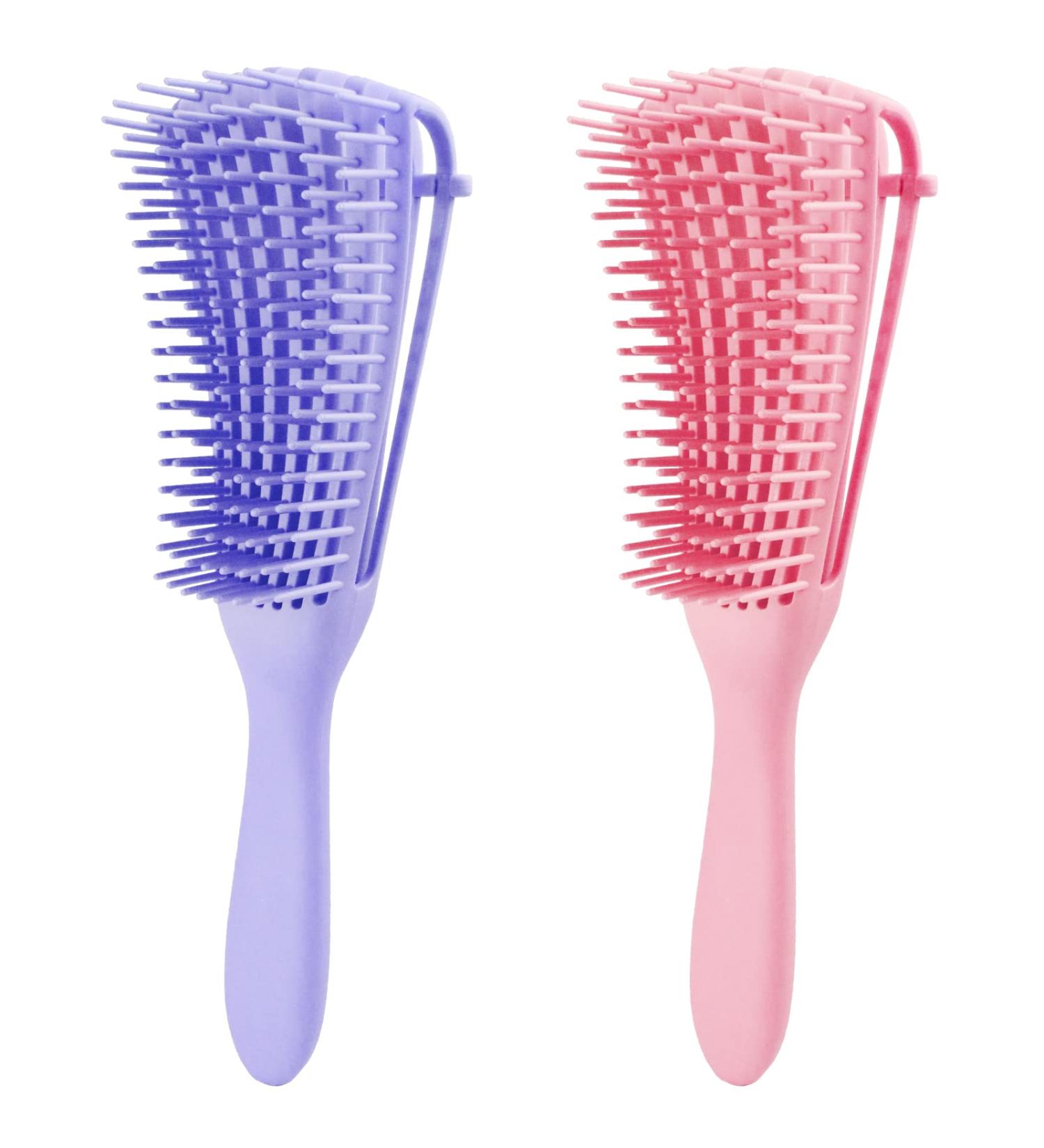 2 Pack Hair Detangling Brush for Easy Detangling of Curly, Kinky, Wavy, Coily Afro Hair - Purple & Pink - Buy Online on GoSupps.com
