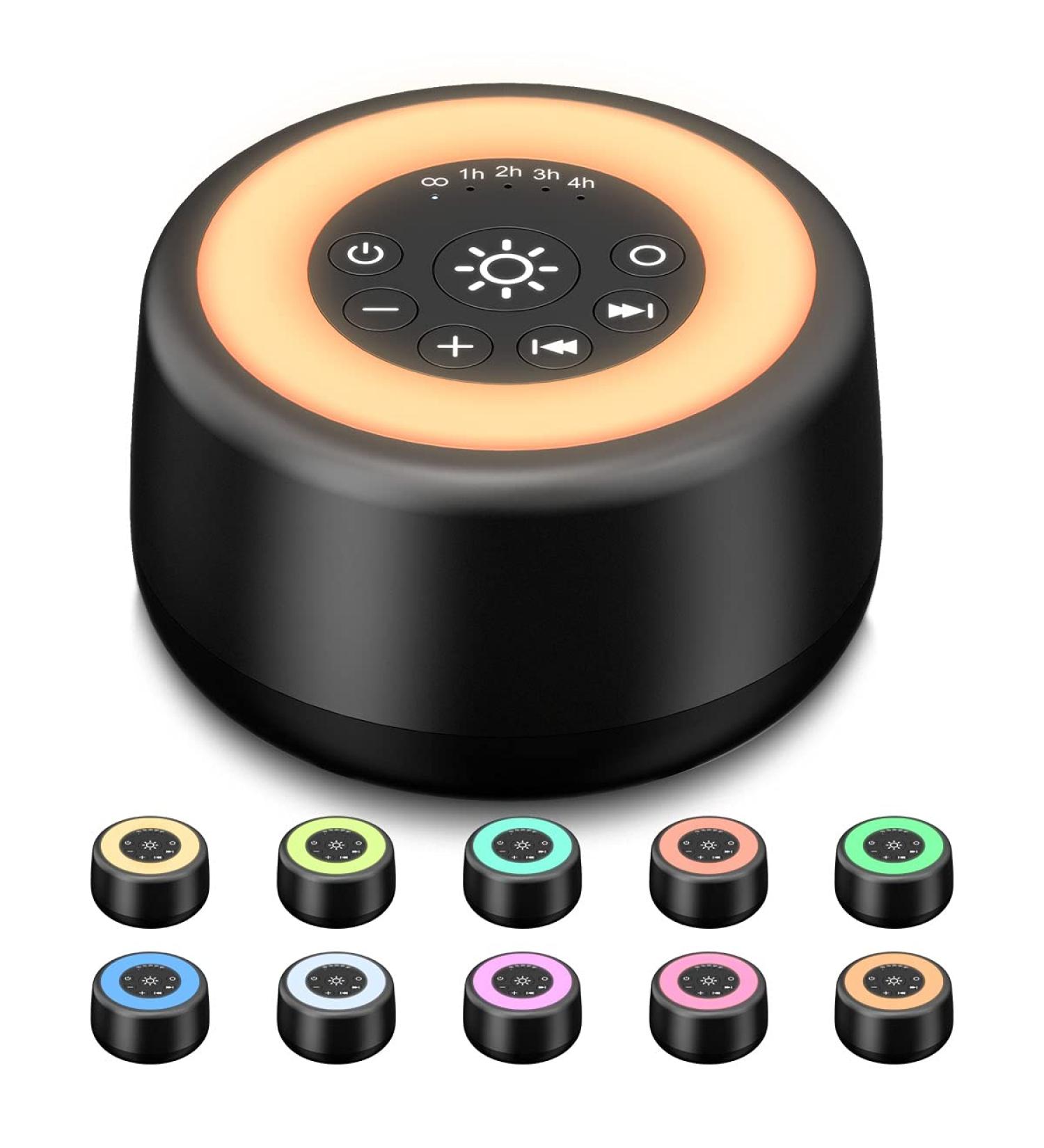 Sleepbox Sound White Noise Machine | 25 Soothing Sounds, 10 Colors Night Light | Baby, Kids, Adults, Seniors | 32 Volume Levels, 5 Timer, Memory Function | Black - Buy Online on GoSupps.com