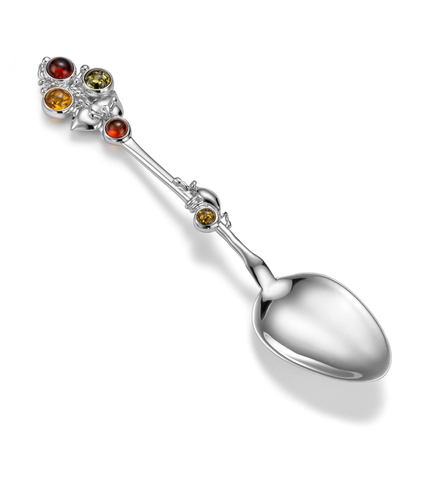 Fish Children's Christening Gift - Real Silver 925 Baby Spoon with Amber | Eco-Friendly Packaging for Birth Celebrations - Buy Online on GoSupps.com