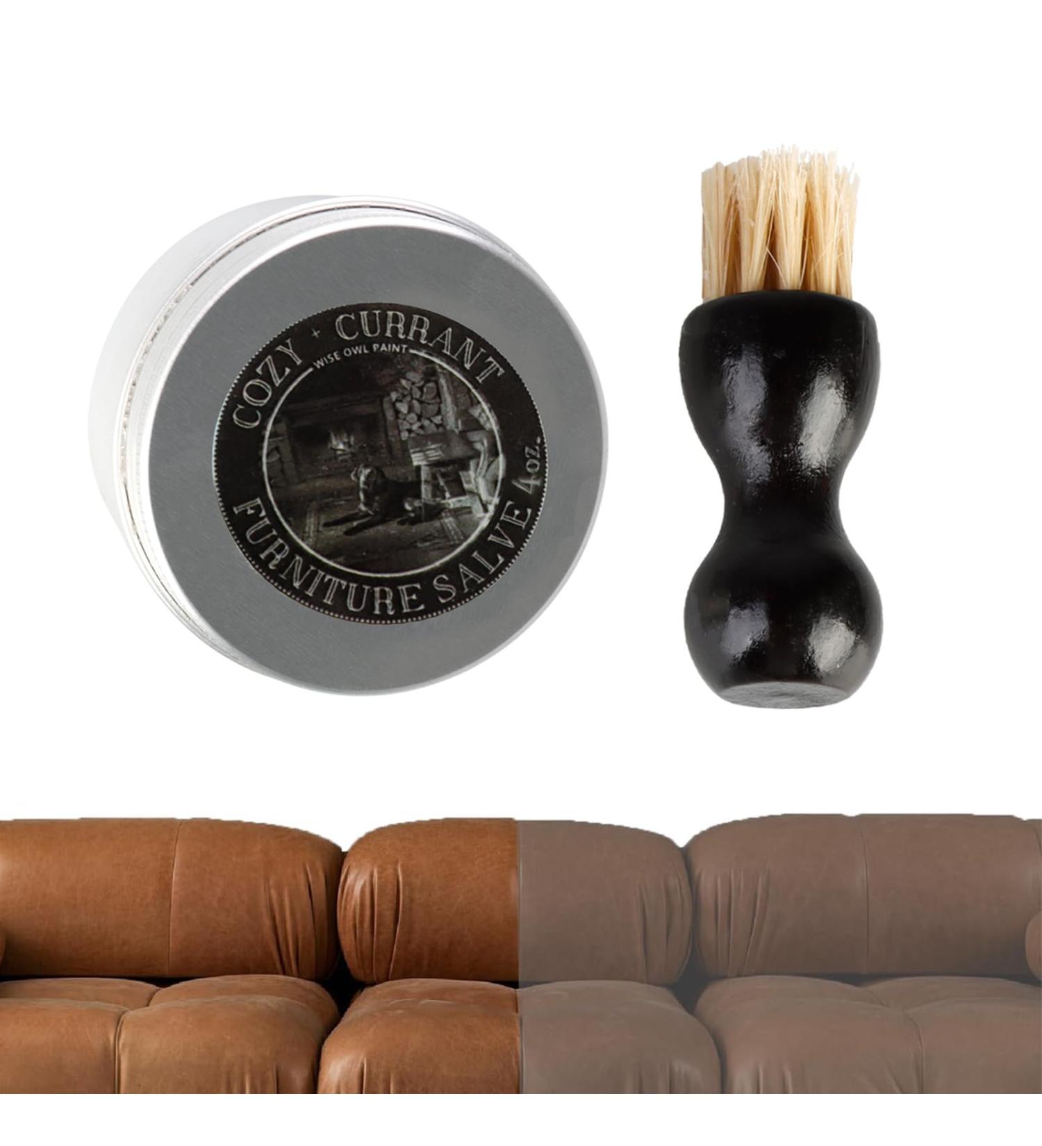 Premium 4oz Leather Furniture Salve & Brush | Restore & Protect Leather & Wood - Buy Online on GoSupps.com