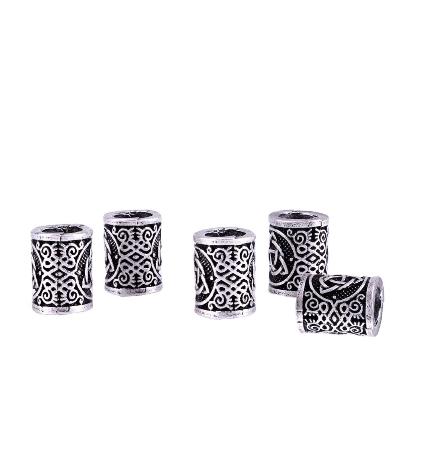 Lurrose 5 Pcs Celtic Pearl Dreadlocks Cuffs - Vintage Silver Hair Accessories for Women & Men | DIY Viking Braids - Buy Online on GoSupps.com