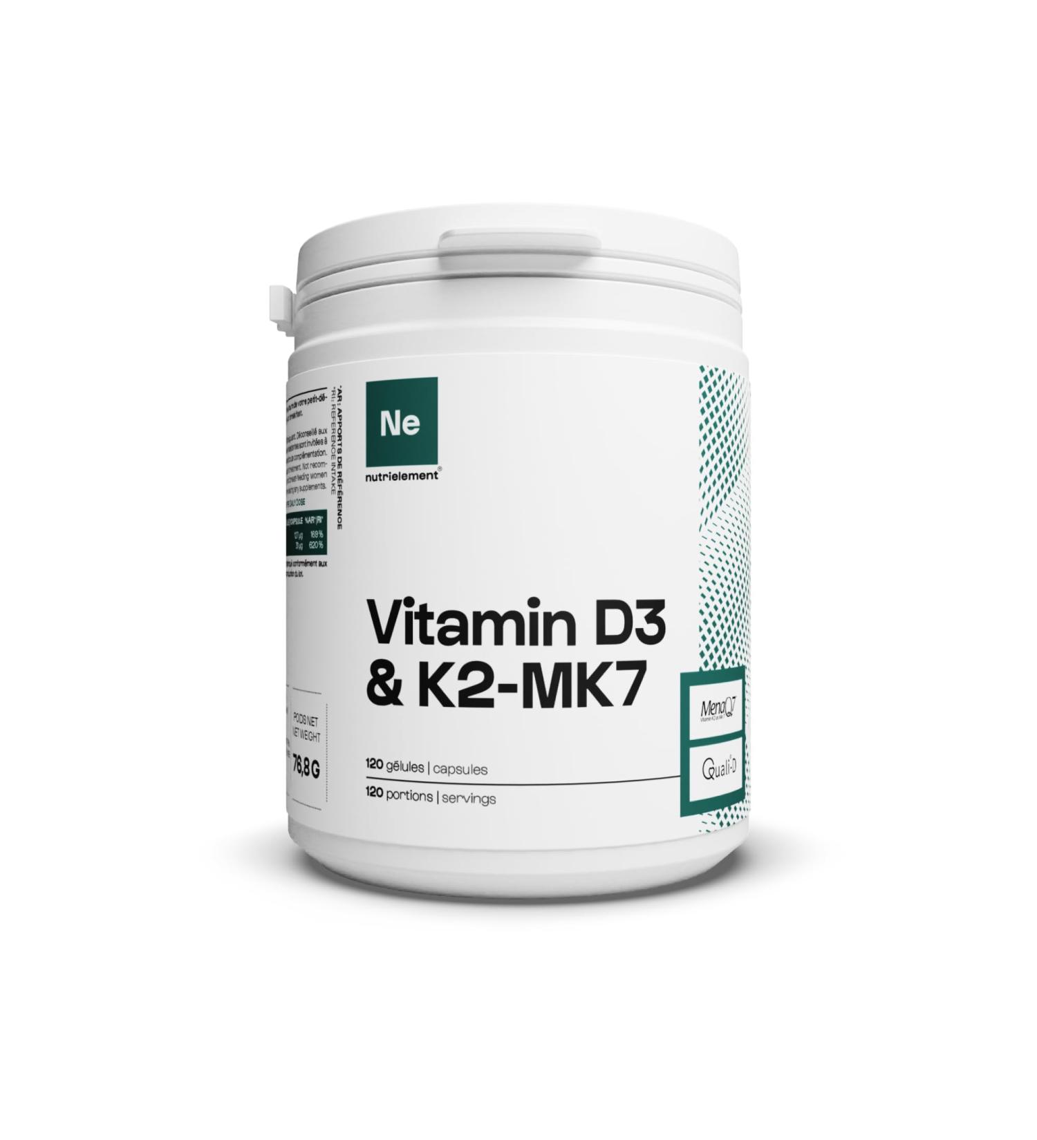 Nutrimuscle - Vitamin D3 K2-MK7 120 capsules - 2000 IU/50 mcg per dose - Fat-soluble dietary supplement - Maintains bone integrity - Contributes to effective immune response - Buy Online on GoSupps.com