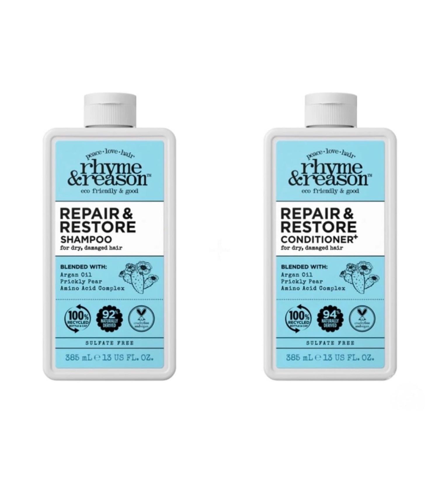 Rhyme & Reason Repair and Restore Shampoo & Conditioner Combo - 13 Fl. Oz. | Vegan Cruelty-Free Hydrate & Repair for Dry Damaged Hair - Buy Online on GoSupps.com