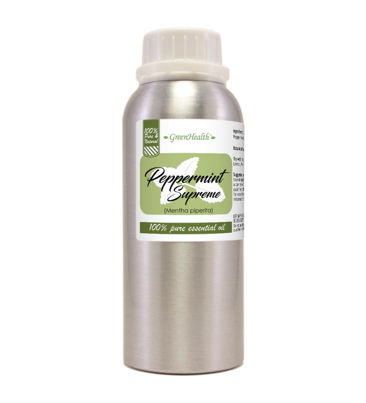 Peppermint Essential Oil 100% Pure Mentha Piperita GreenHealth 8 fl oz (237 ml) Aluminum Bottle with Plug Cap Aromatherapy, Diffusers, DIY, Candles, Fresh Home Scent Peppermint 8 Fl Oz (Pack of 1) - Buy Online on GoSupps.com