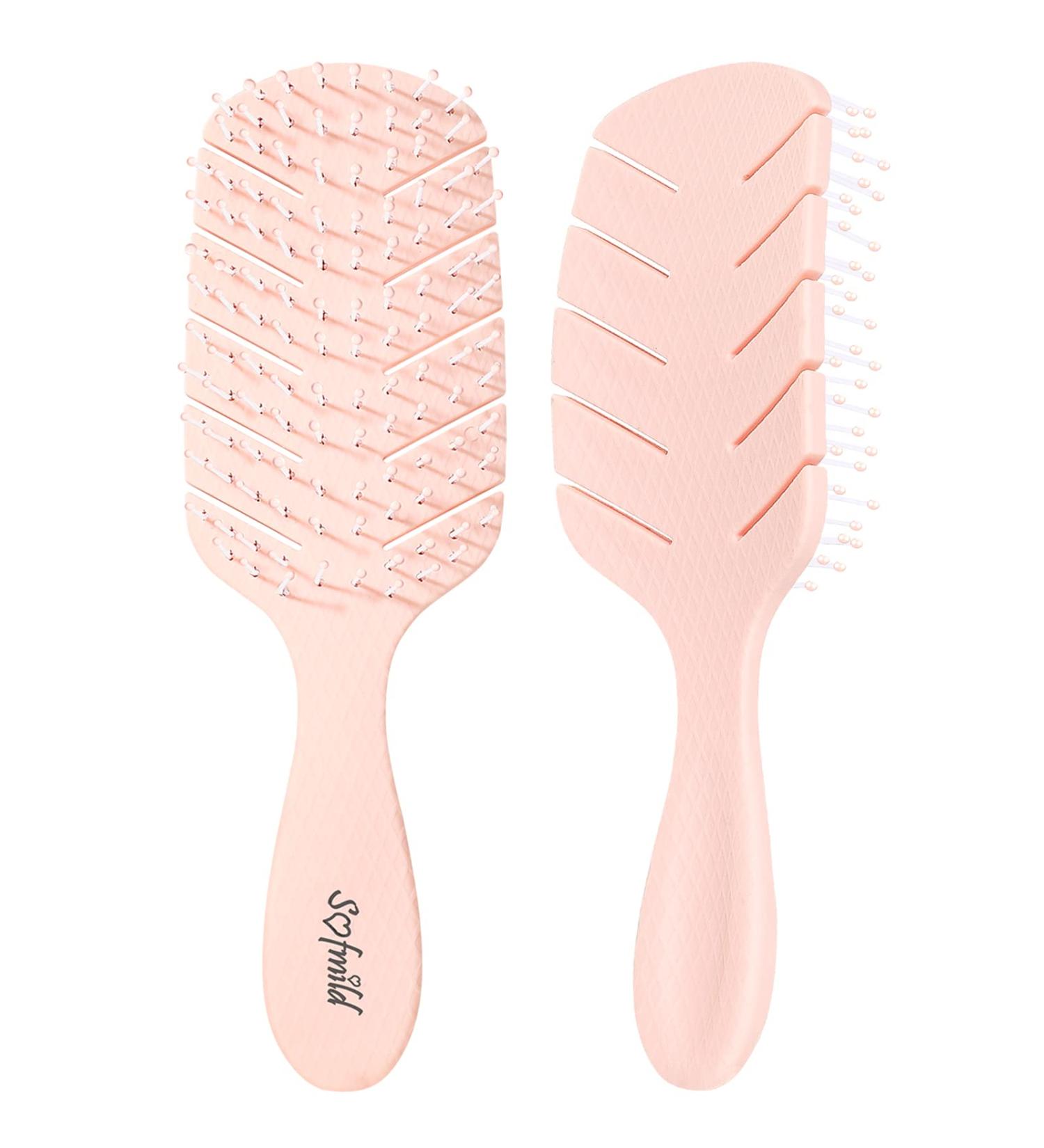 Sofmild Curved Vented Paddle Brush - Detangle & Style Faster | Flexible Bristles for Curly, Thick, Wet Hair - Buy Online on GoSupps.com