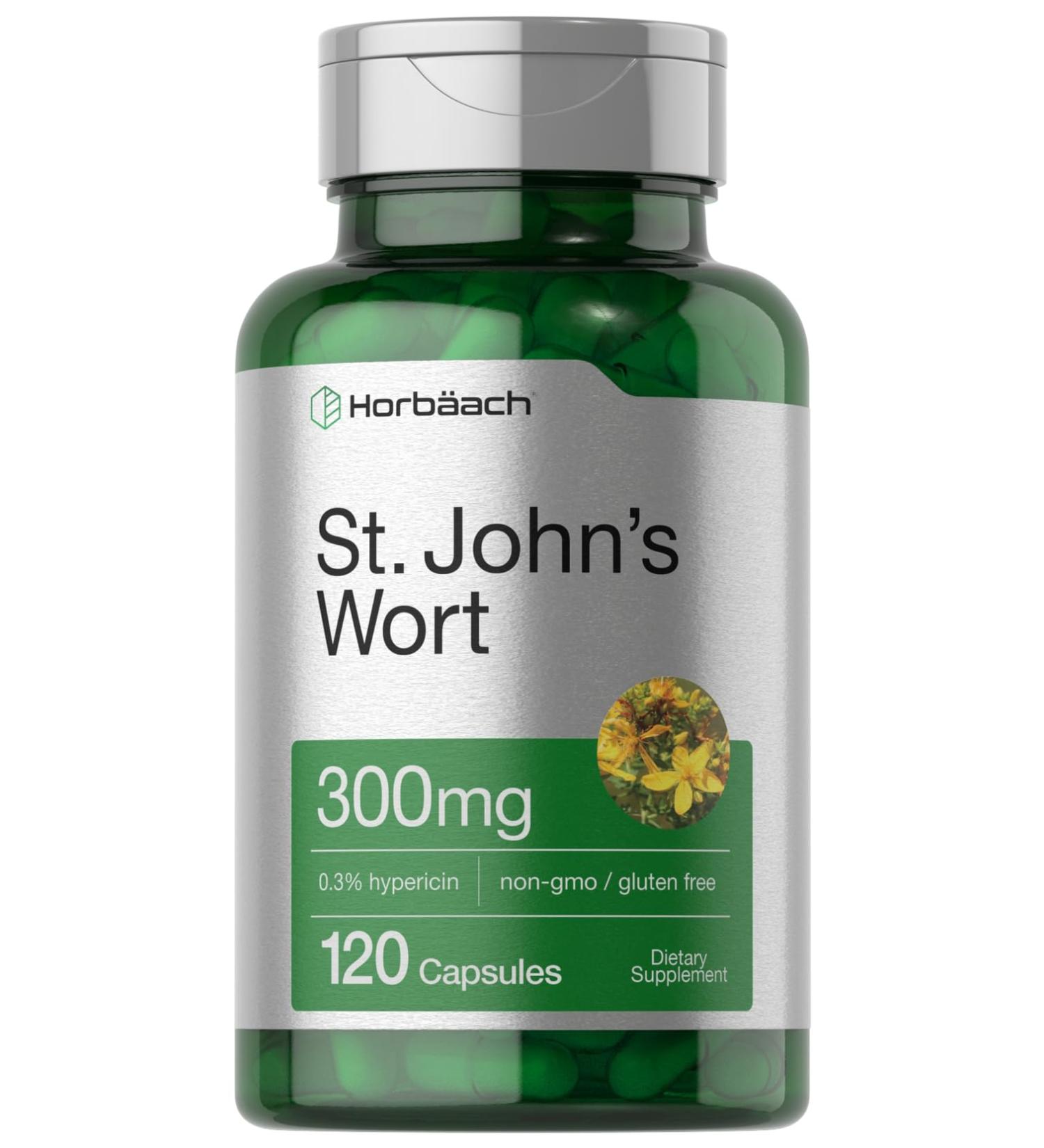 Horb ach St John's Wort Capsules 300mg | 120 Count | Non-GMO Gluten Free | Herbal Extract - Buy Online on GoSupps.com