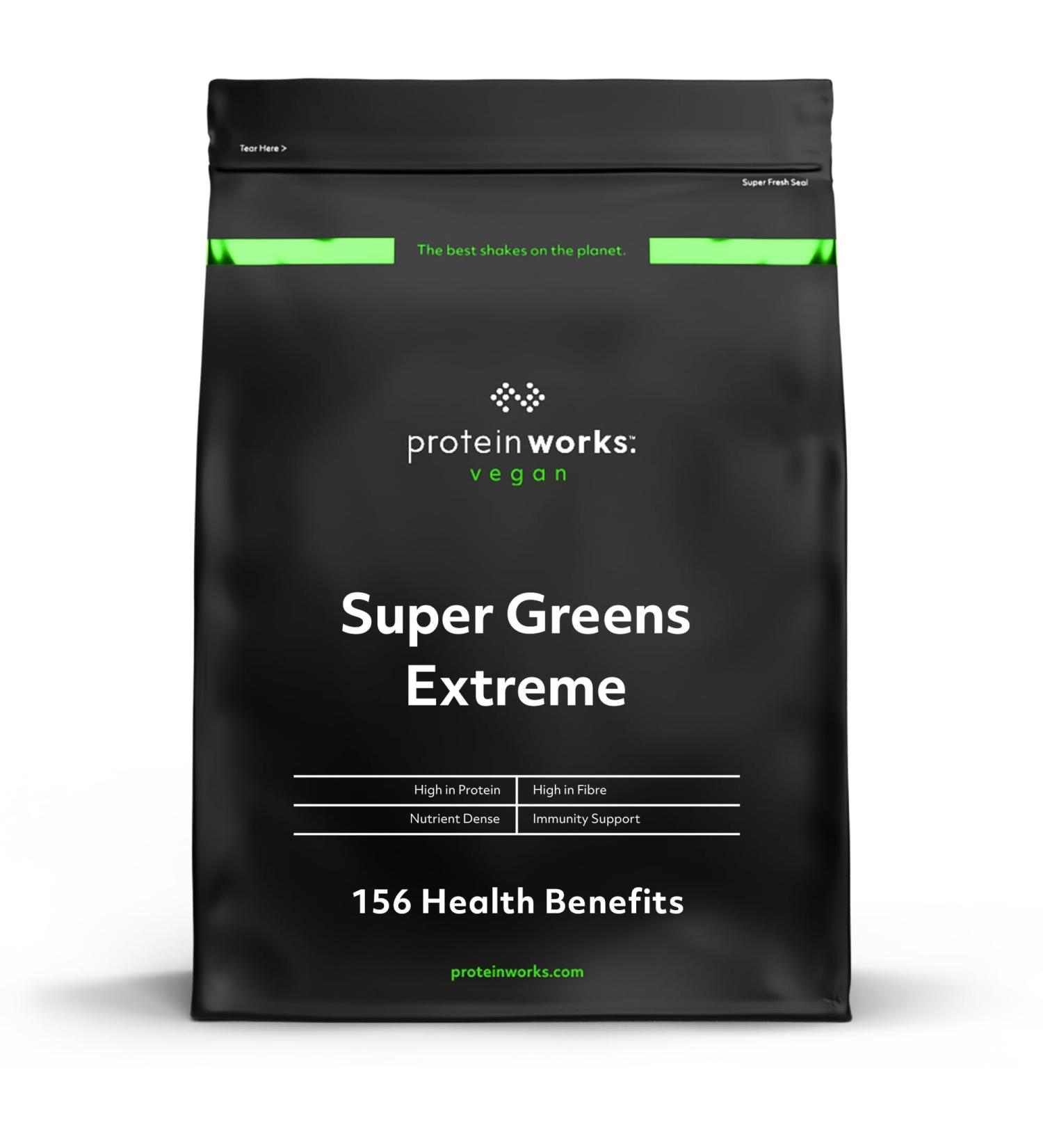 Protein Works Super Greens Extreme Powder 156 Health Benefits 41 Active Ingredients Vegan & Gluten Free No Added Sugar Tropical Punch 1kg 83 Servings Tropical Punch 1kg - Buy Online on GoSupps.com