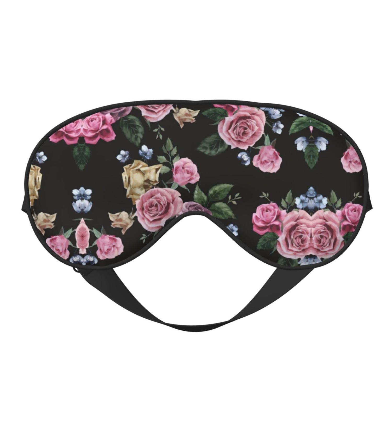 Shop Black Background Rose Soft Sleep Eye Mask | Breathable Eye Patch for Women | Ideal for Travel & Relaxation - Buy Online on GoSupps.com