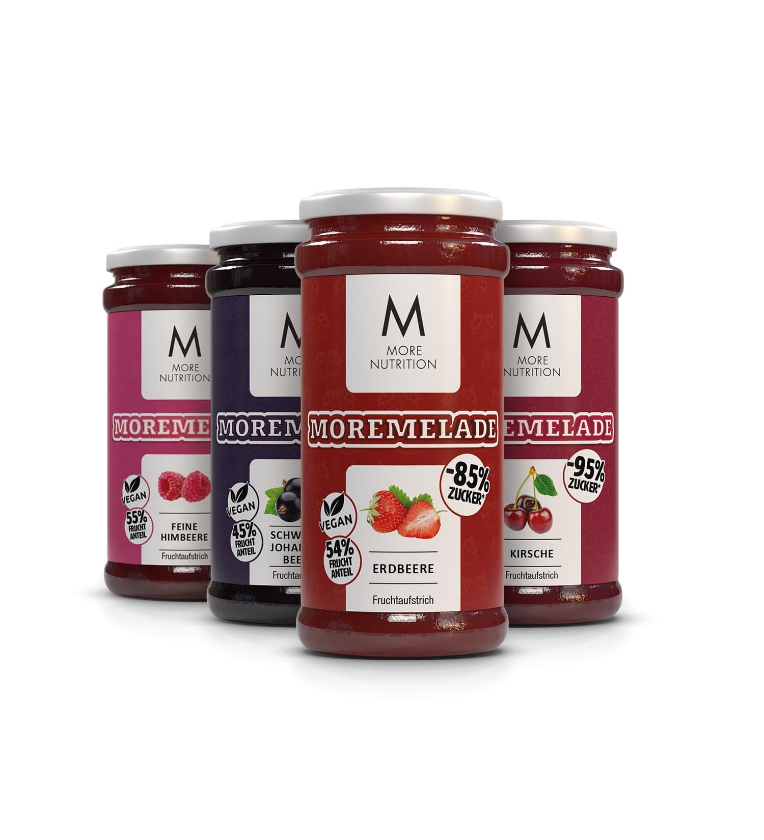 MORE NUTRITION Moremelade Bundle of 4 - 4 x 240g Light Fruit Spread for International Shipping - Buy Online on GoSupps.com