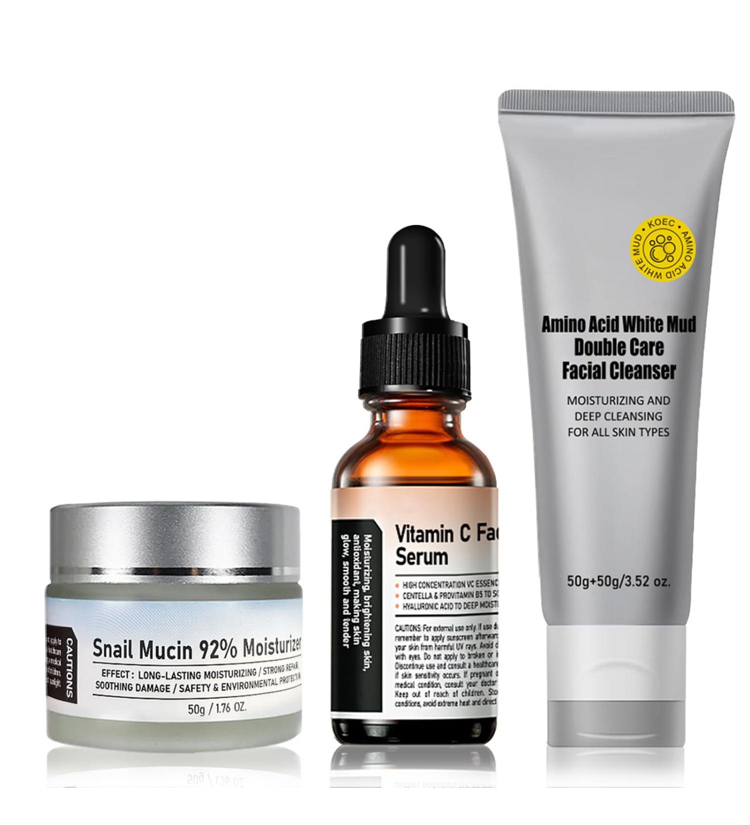 Crema De Baba De Caracol Original 92% Snail Mucin Moisturizer Korean Skin Care Set Snail Mucin Serum Vitamin C Facial Serum Double Care Facial Cleanser Crema Baba De Caracol Original - Buy Online on GoSupps.com