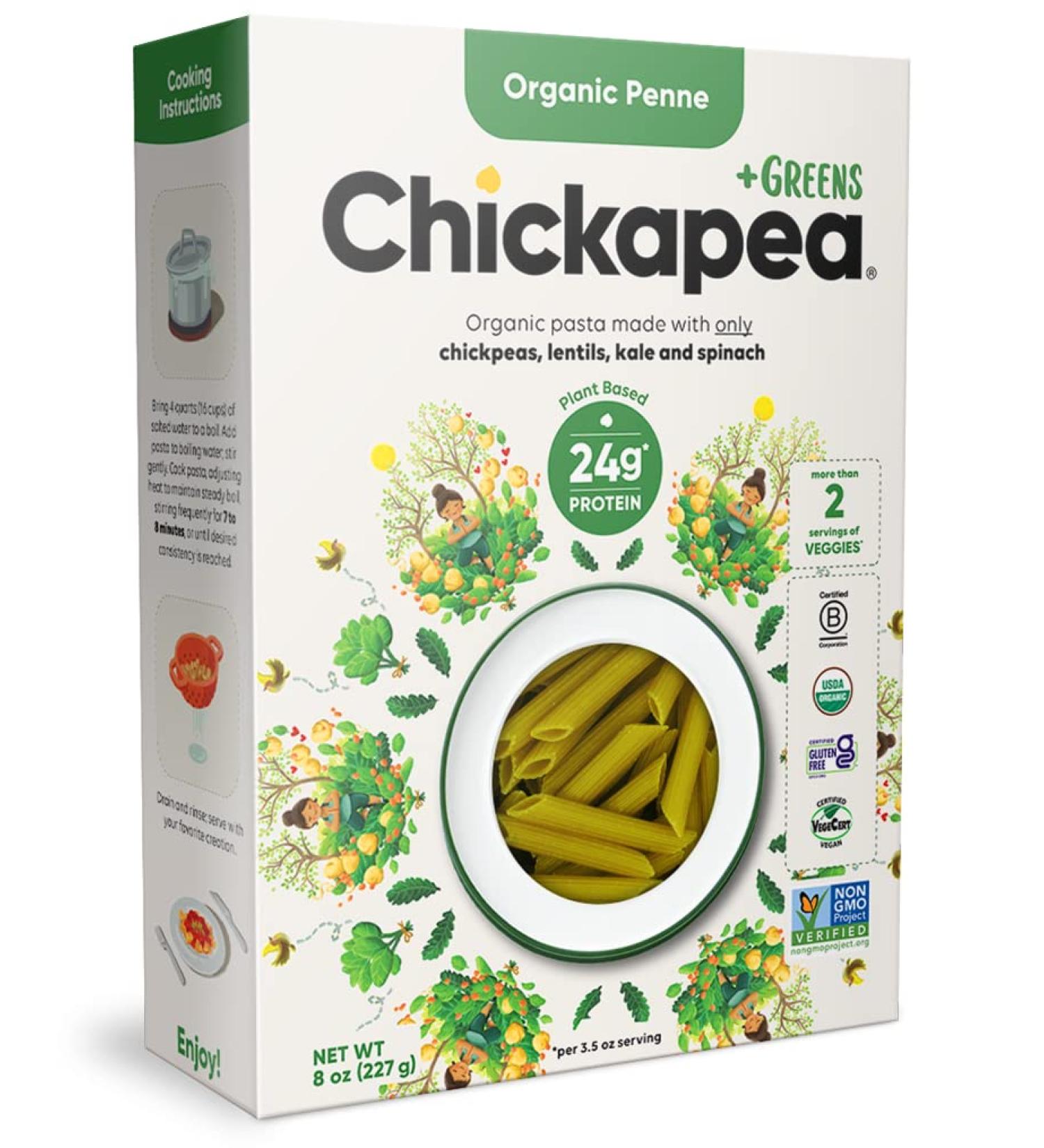 Chickapea Lentil Kale and Spinach Pasta - High Protein Organic Penne - Gluten Free, Non-GMO, Vegan Pasta - 8 oz (Pack of 6) - Buy Online on GoSupps.com