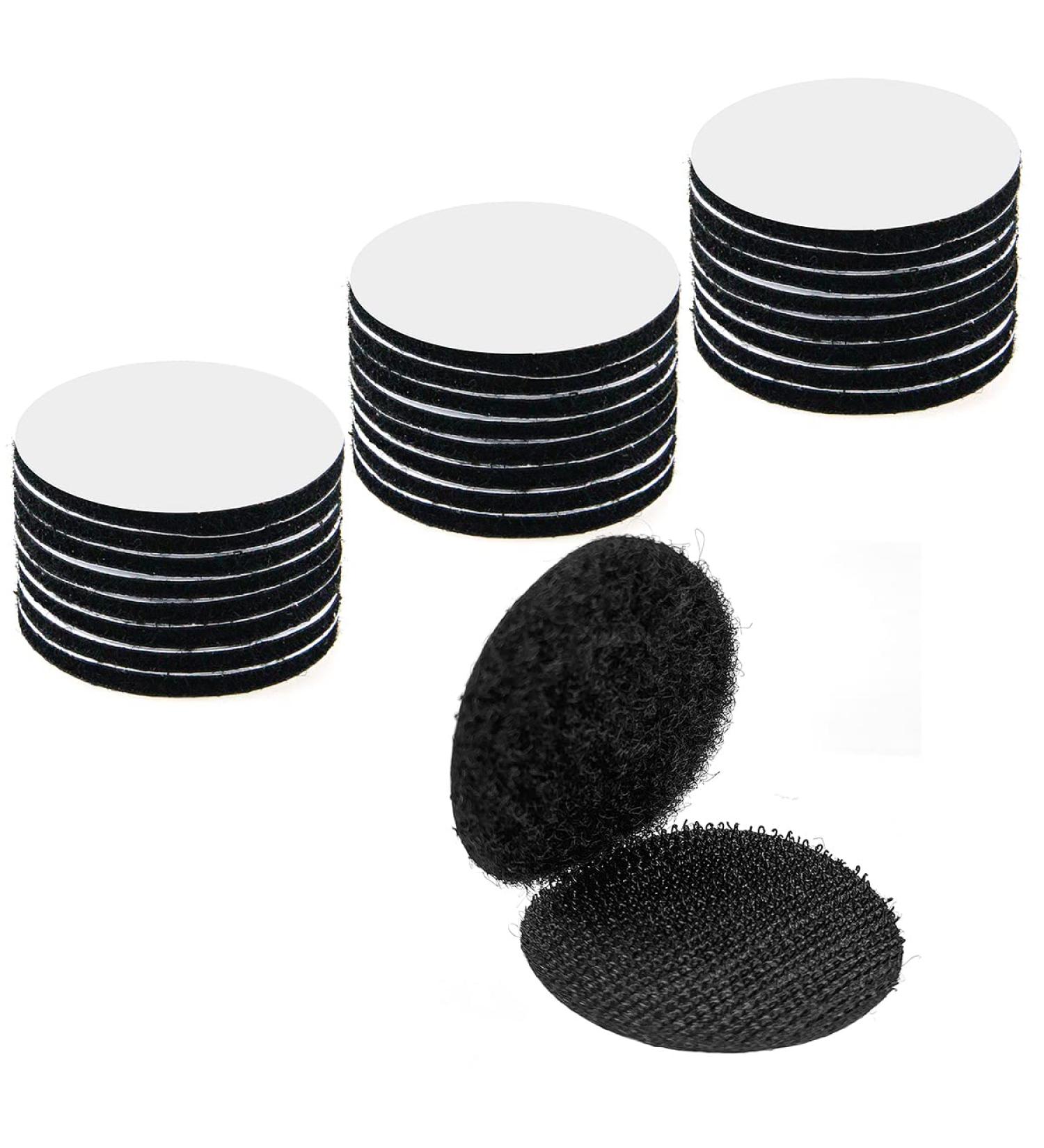 Fantasyon 24 Pairs 1.5 Inch Round Black Hook and Loop Dots - Self Adhesive Nylon Sticky Back Fasteners for Home, Office, Car Phone Mount - 24 Sets - Buy Online on GoSupps.com