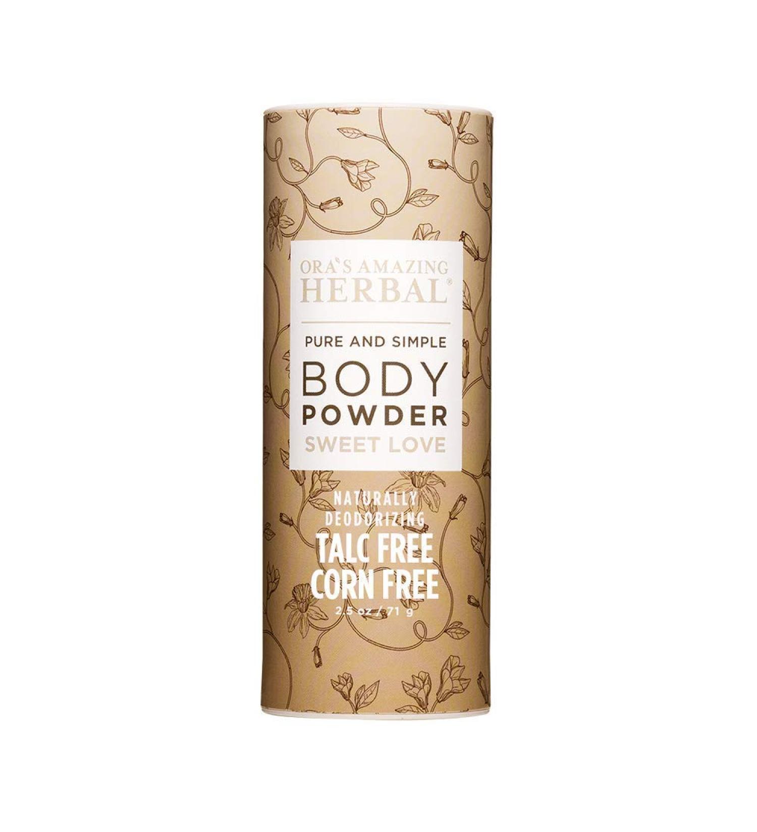 Ora's Amazing Herbal Sweet Love Body Powder - Talc Free, Vanilla Scented Bath Powder with Frankincense, Amber & Ylang Ylang - 2.5 oz - Buy Online on GoSupps.com