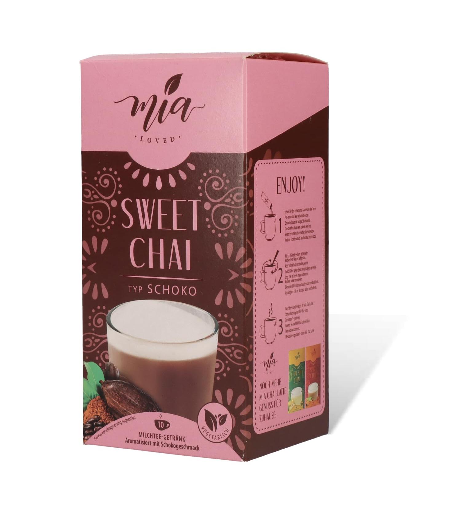 Mia Sweet Chai Chocolate Instant Milk Tea - 8 Pack (80 Cups) | Quick & Easy Soluble Drink Mix 250g - Buy Online on GoSupps.com