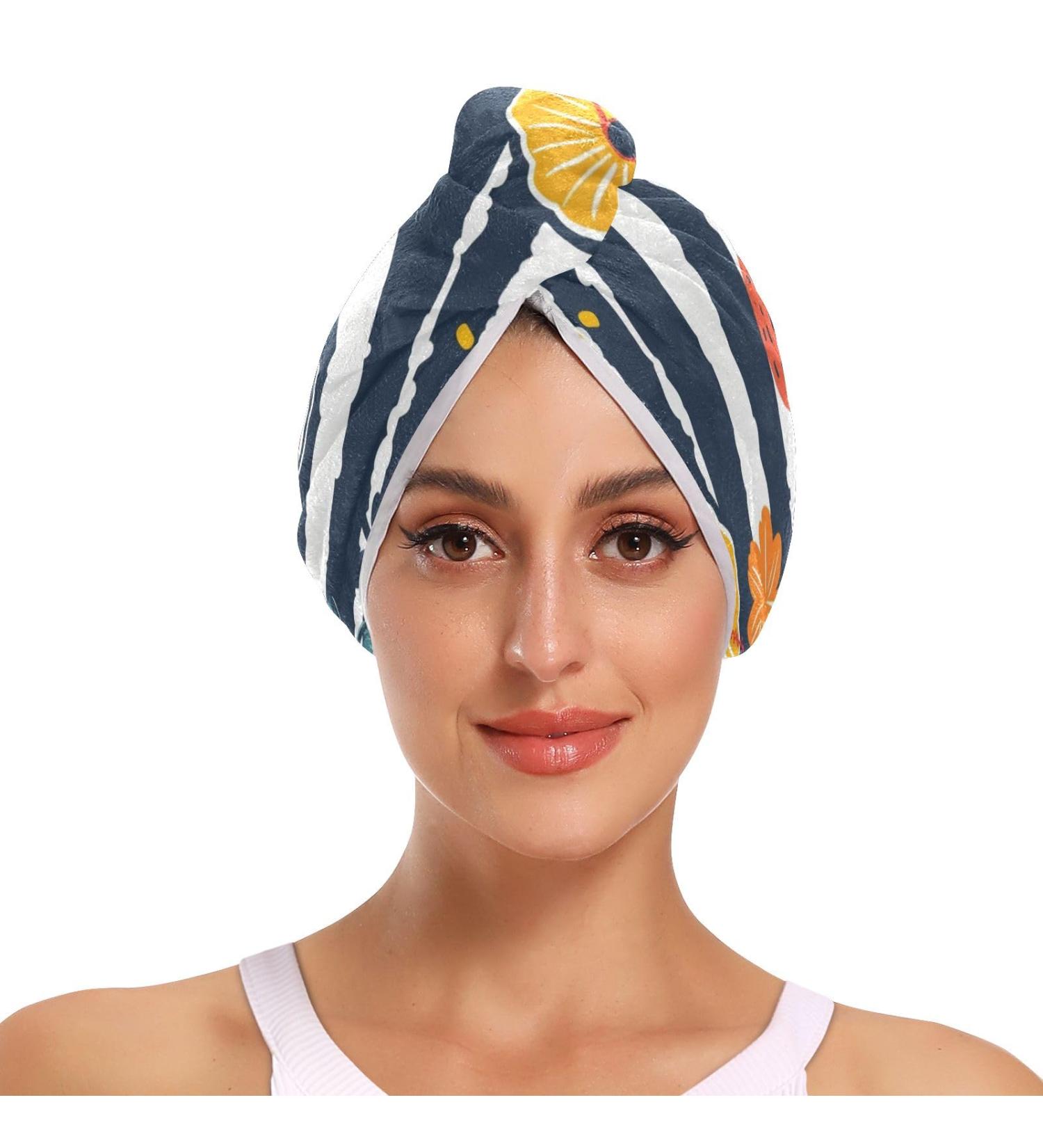 Watermelon Strawberry Hair Towel 2 Pack - Super Absorbent Quick Dry Turbans for Women & Girls - Buy Online on GoSupps.com