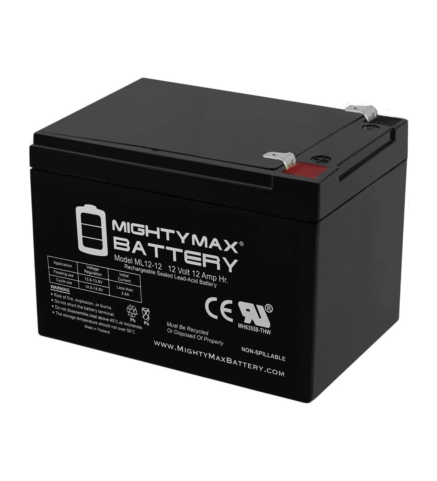 Mighty Max Battery ML12-12 - 12V 12AH F2 UPS Backup Battery | Replaces Vision HP12-65W HP 12-65W - International Shipping Available - Buy Online on GoSupps.com