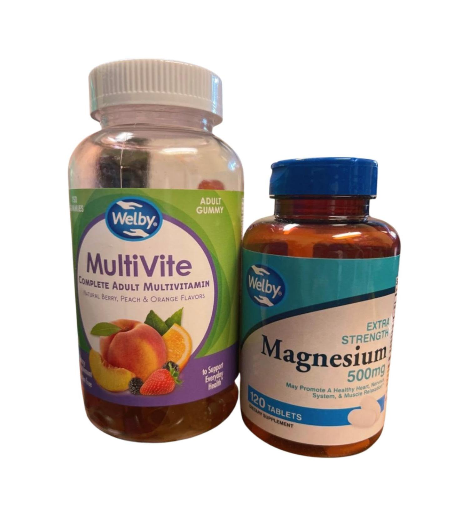 Multivitamin Gummies with Magnesium Tablets Natural Berry Peach and Orange Flavors 150 Gummies + 120 Tablets - Buy Online on GoSupps.com